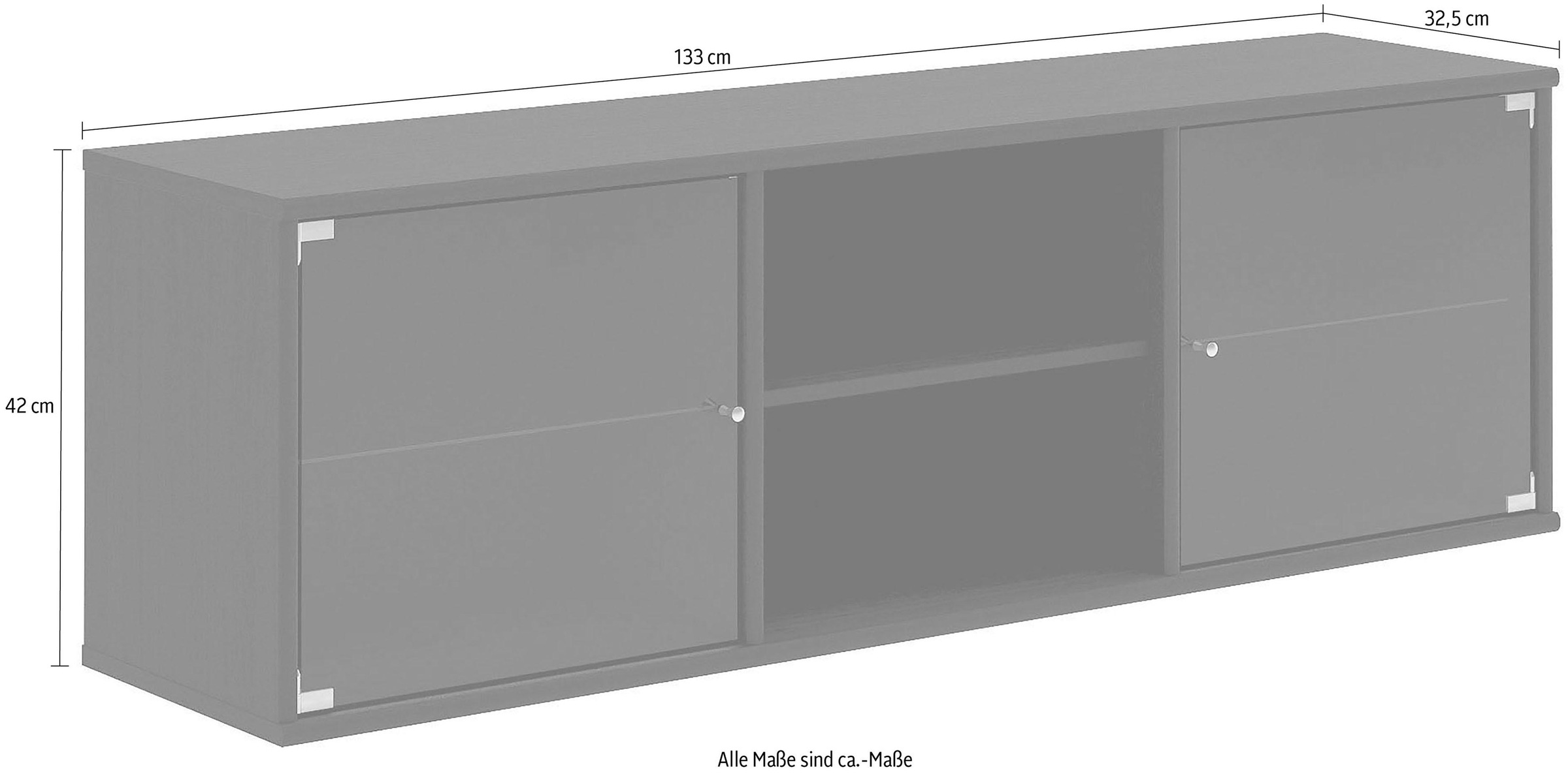 Hammel Furniture Lowboard »Mistral, Hochwertig Schrank, hängend/stehend montierbar«, mit zwei Glastüren, B: 133 cm, anpassungsbar Designmöbel