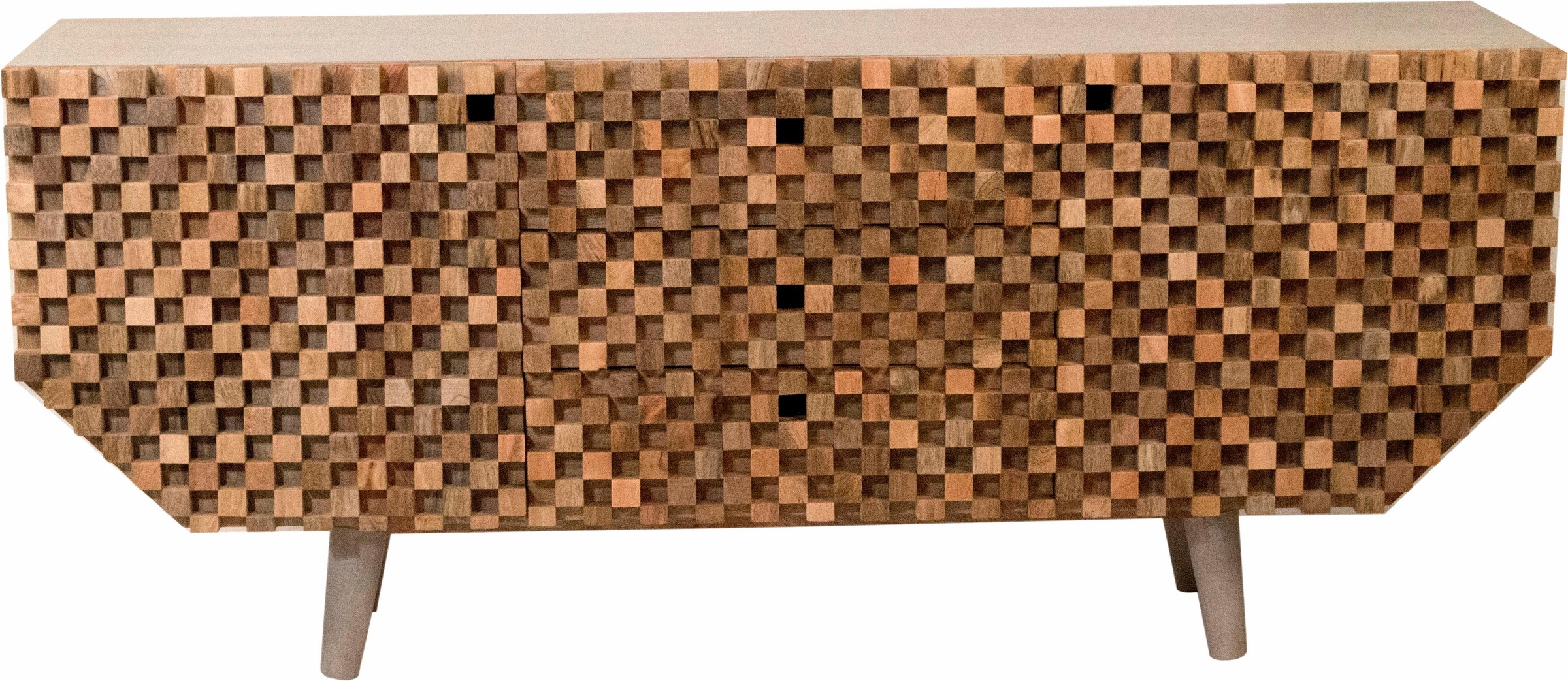 COUCH♥ Sideboard Crookston, mit wunderschönen Fräsungen im kleinen Schachbrettmuster-Look, Breite 177 cm, COUCH Lieblingsstücke