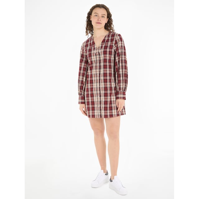 Tommy Hilfiger Blusenkleid »TARTAN CO V-NECK SHIRT DRESS«, mit  2-Knopf-Manschetten für kaufen | BAUR