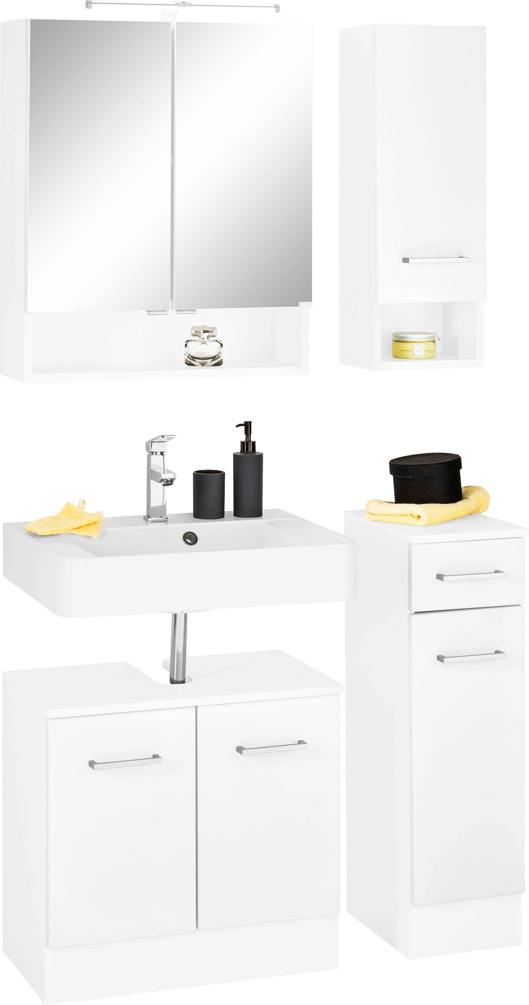 welltime Badmöbel-Set "Ribera" 4 Stk. tlg. Spiegelschrank, Waschplatz, Häng günstig online kaufen