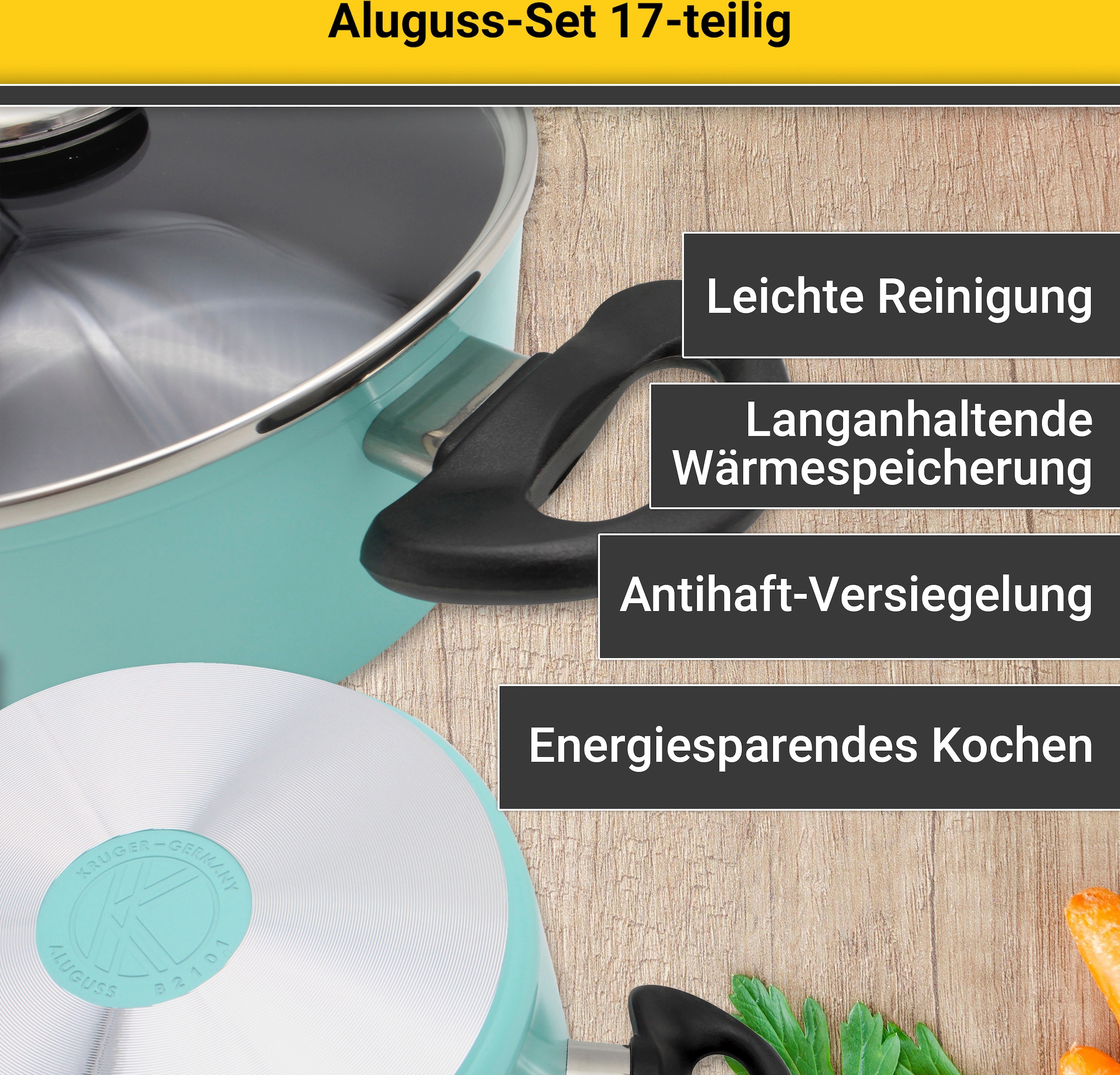 Black Friday Krüger Topf-Set, BAUR tlg.), Aluminiumguss, 7-tlg. inkl. | Küchenhelfer-Set (Set, 17