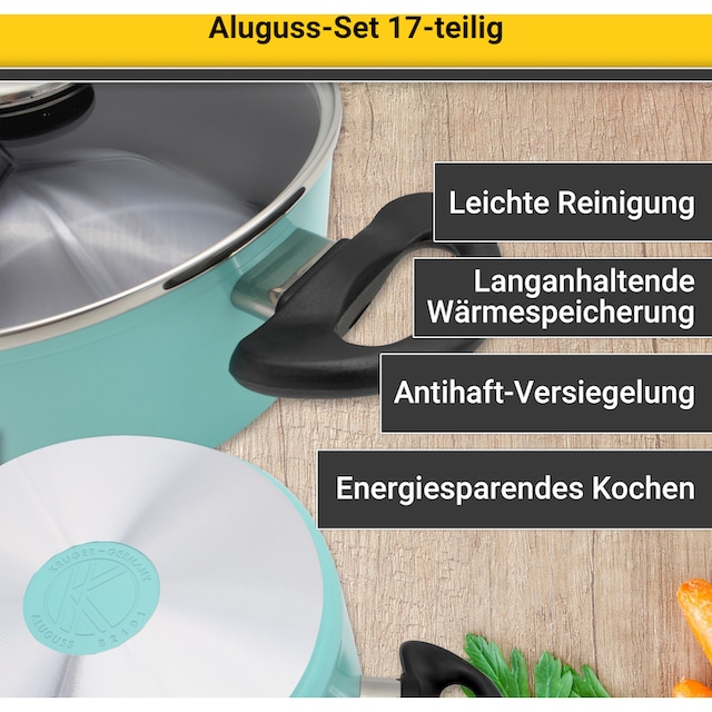 Black Friday Krüger Topf-Set, Aluminiumguss, (Set, 17 tlg.), inkl. 7-tlg.  Küchenhelfer-Set | BAUR