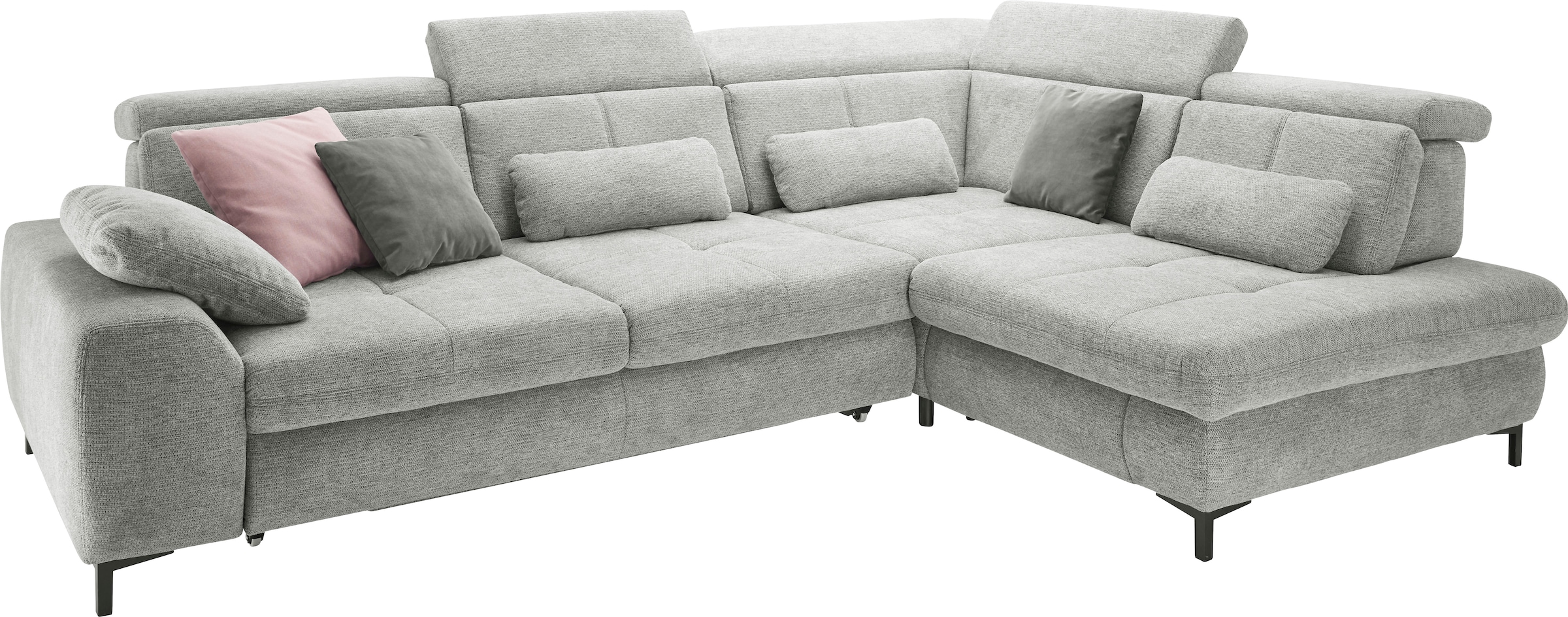 set one by Musterring Ecksofa »SO 3400 Sitzhöhe 47cm oder 49cm, Sitztiefe verstellbar, B/T 317/220 cm«, Kaltschaumpolsterung, Flachgewebe, whlw. mit Funktionen, Sitzhöhe 47