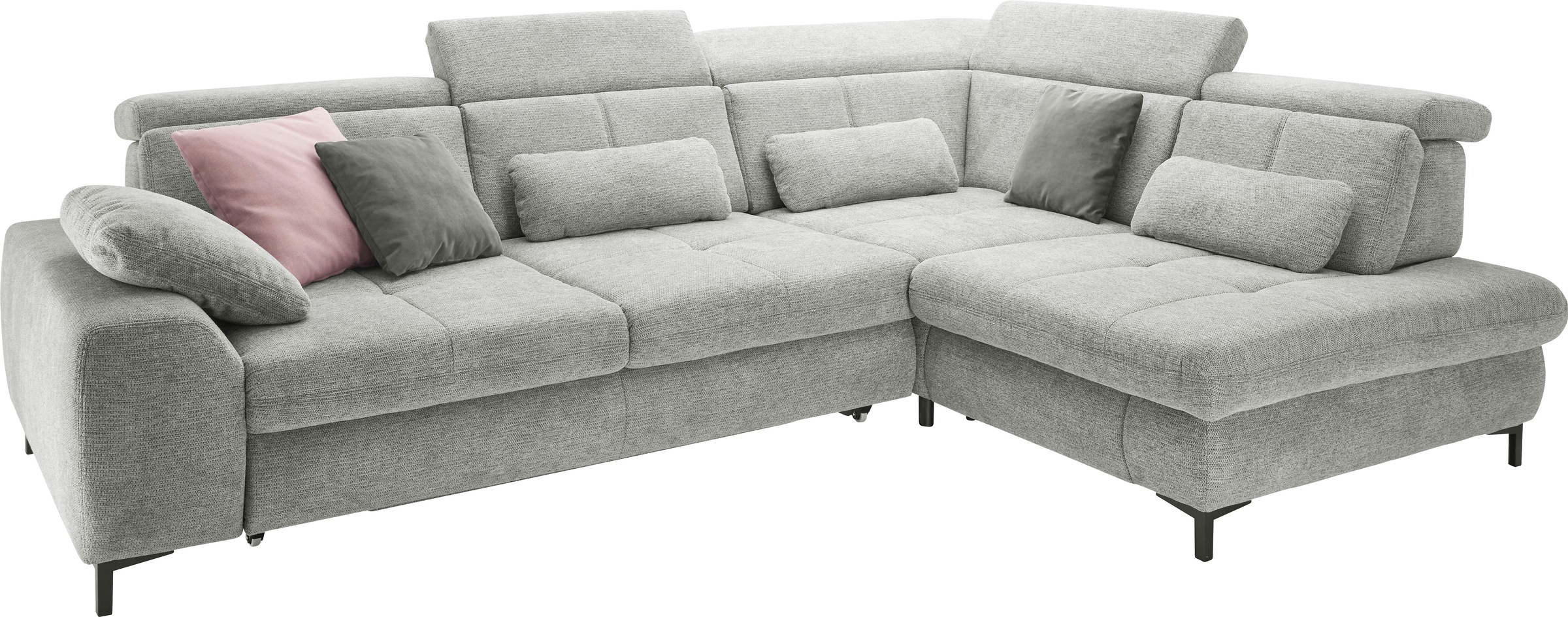Ecksofa "SO 3400 Sitzhöhe 47cm oder 49cm, Sitztiefe verstellbar, B/T 317/220 cm", famosa alu, B:317cm H:84cm T:220cm, 100% Polyester, SET ONE BY MUSTERRING, Sofas, Ecksofa, Kaltschaumpolsterung, Flachgewebe, whlw. mit Funktionen, Sitzhöhe 47 5