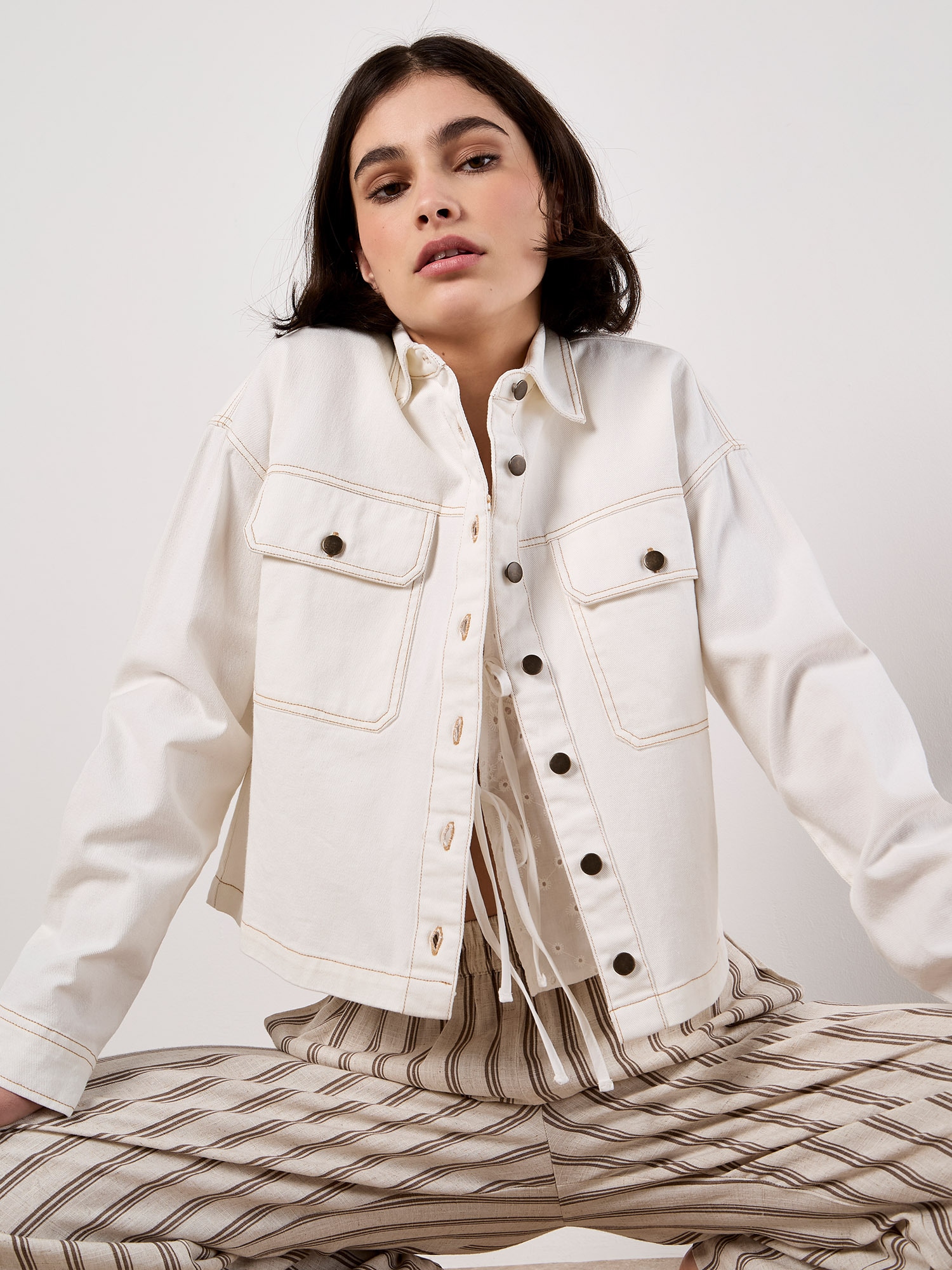 Apricot Klassische Bluse »Kurzes Baumwoll-Jeanshemd« in Croppedlänge