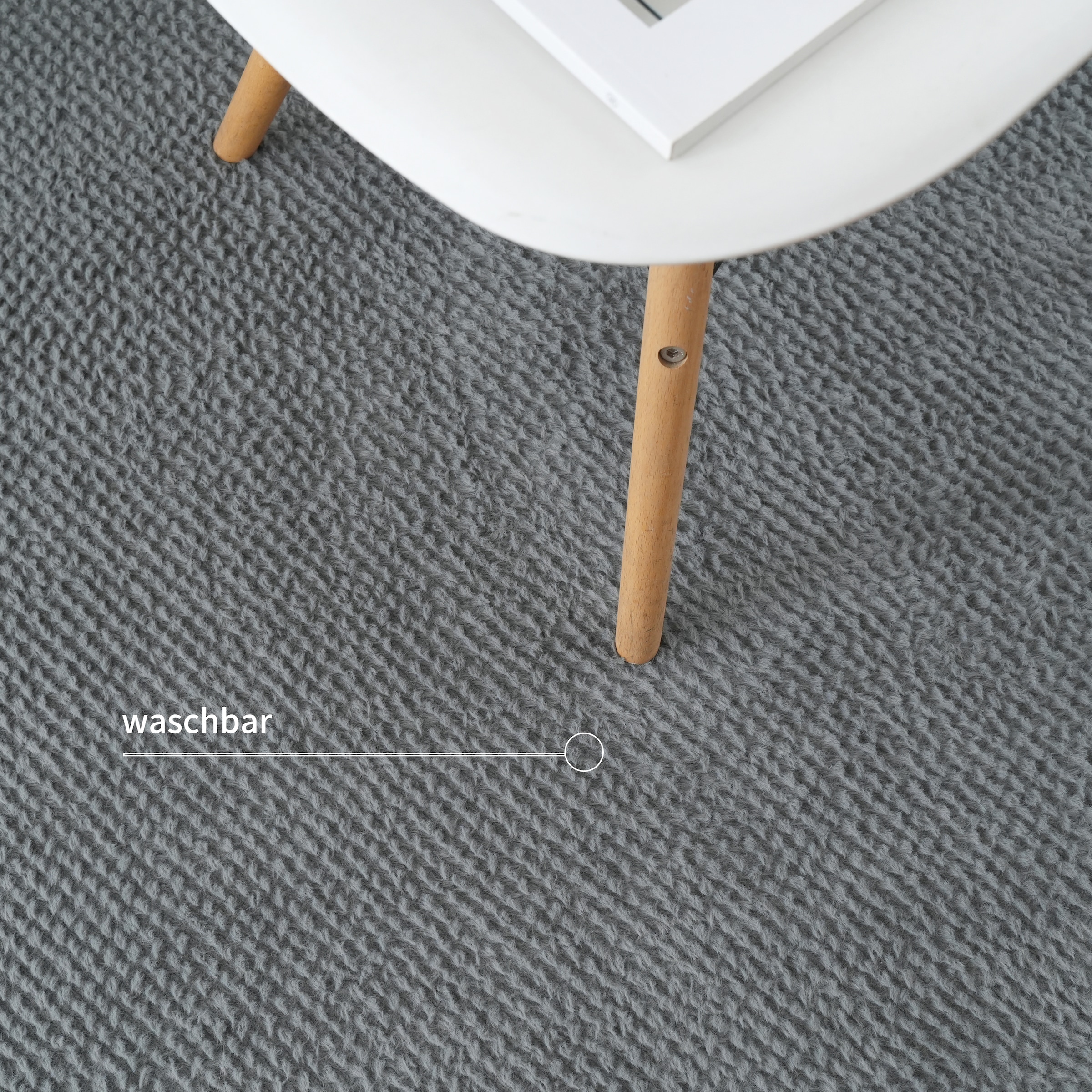 my home Fellteppich »Valeria Rabbit mit Hoch-Tief Effekt, waschbar, Kunstfellteppich« rechteckig 12 mm Höhe Kaninchenfell-Haptik, Uni, weich & kuschelig, Wohnzimmer, Schlafzimmer