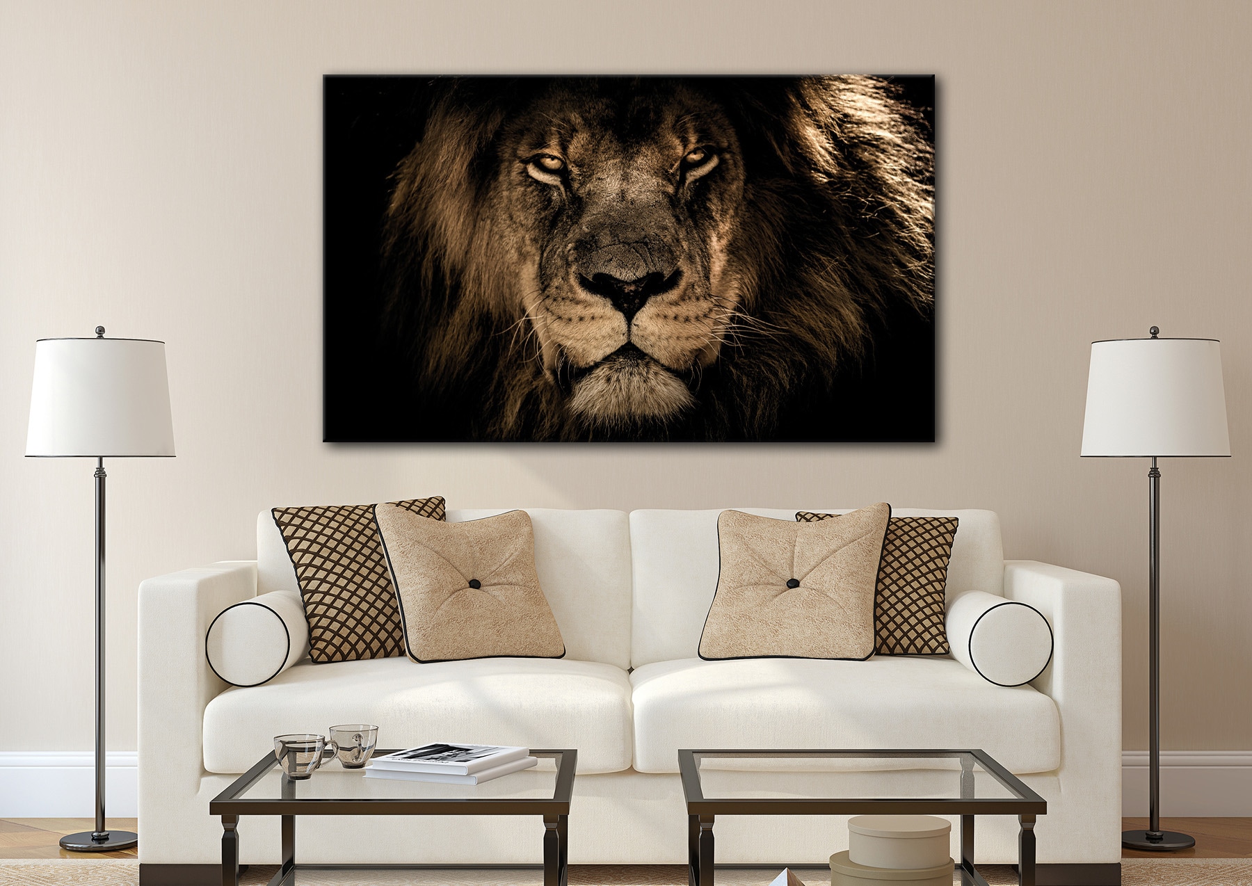 Bönninghoff Leinwandbild »Wandbild LÖWENKOPF XXL 90x150 cm – Leinwandbild Keilrahmen Deko modern« Löwe | Löwen | Wildtiere 1 Stk. tlg. auf Keilrahmen gespannt