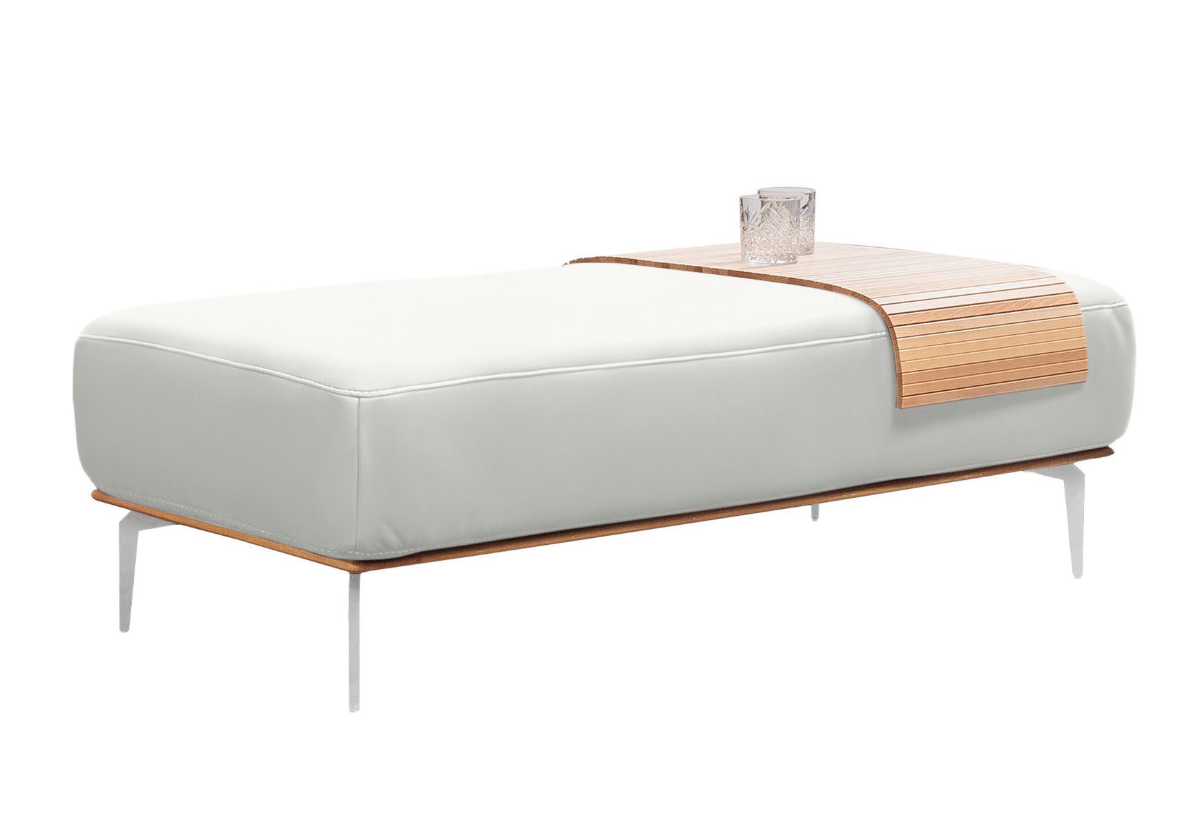 W.SCHILLIG Polsterhocker »run«, mit elegantem Holzsockel, Füße in Chrom glänzend, Breite 150 cm