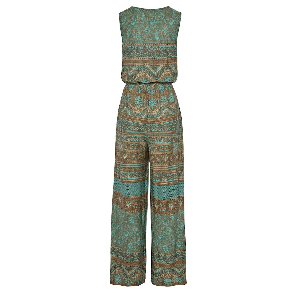 LASCANA Overall, mit überlappendem V-Ausschnitt, sommerlicher Jumpsuit mit Alloverprint