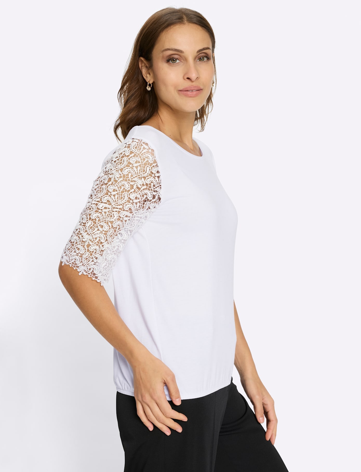 Lady Spitzen-Shirt Weiß 48 7