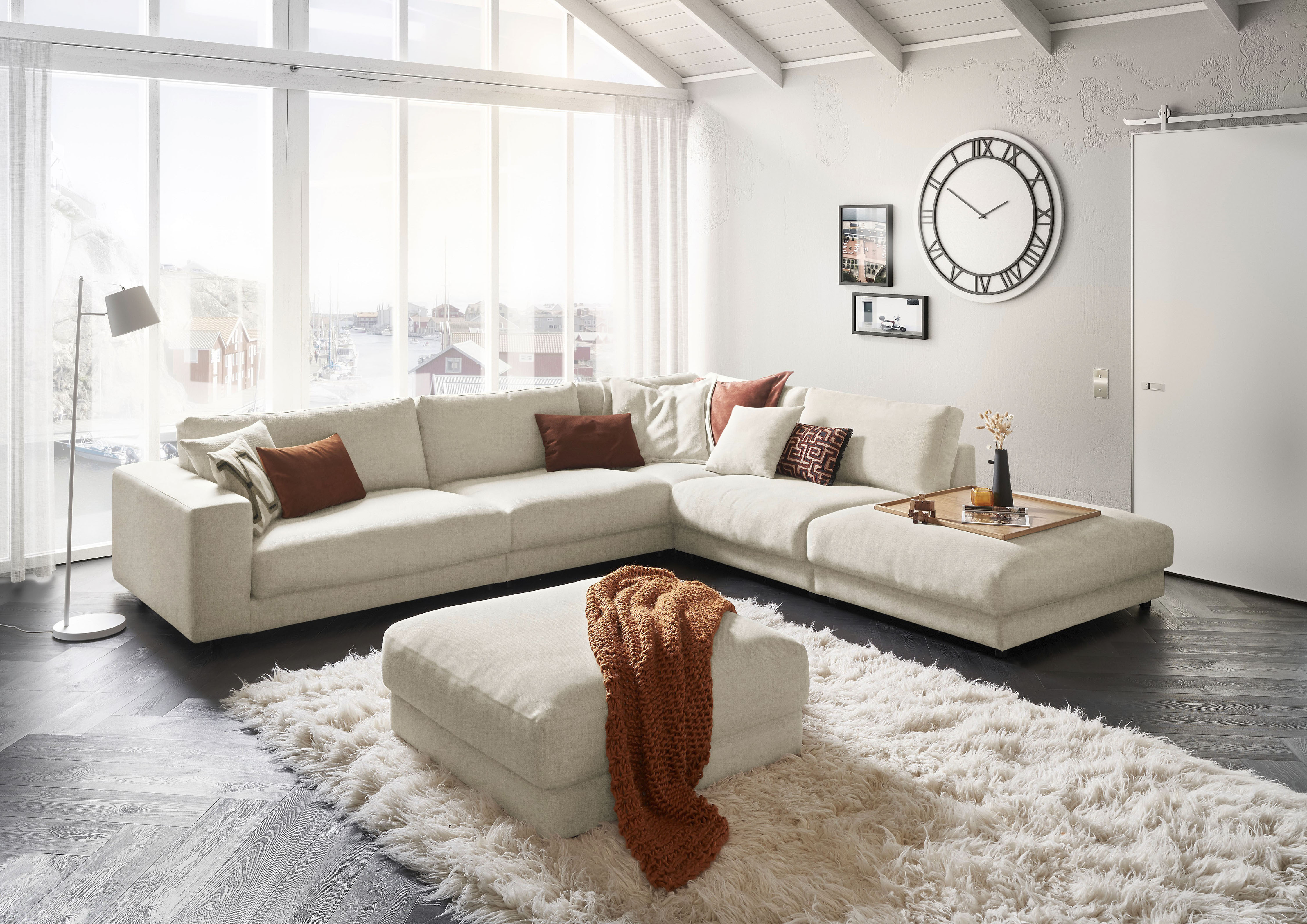 3C Candy Ecksofa "Enisa II, bequem und komfortabel, großes Familiensofa, L-Form" incl. 3 Flatterkissen, wahlweise mit Flecken-Schutz-Bezug Easy care