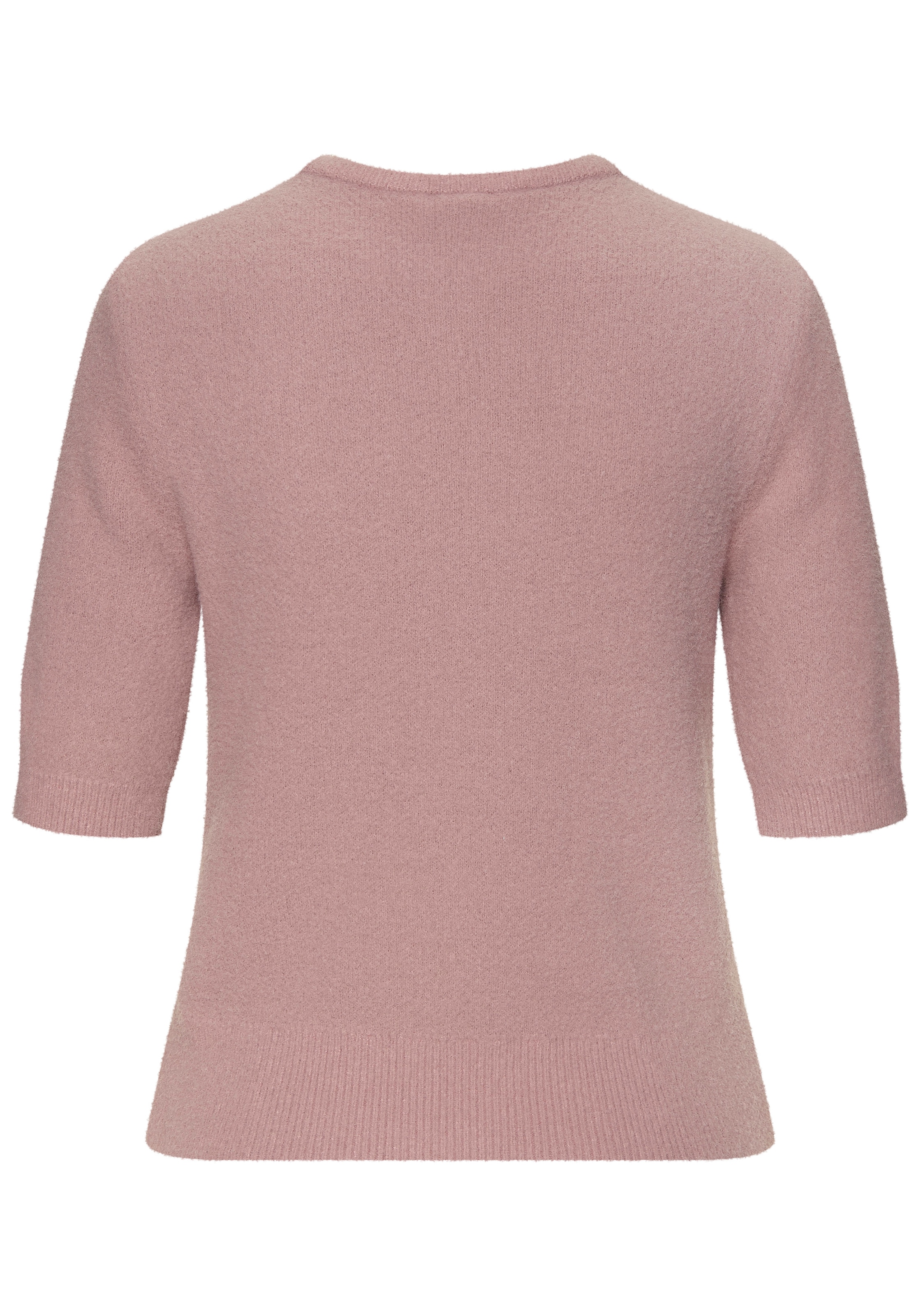 LASCANA Kurzarmpullover, flauschiger Strickpullover, figurnaher Schnitt
