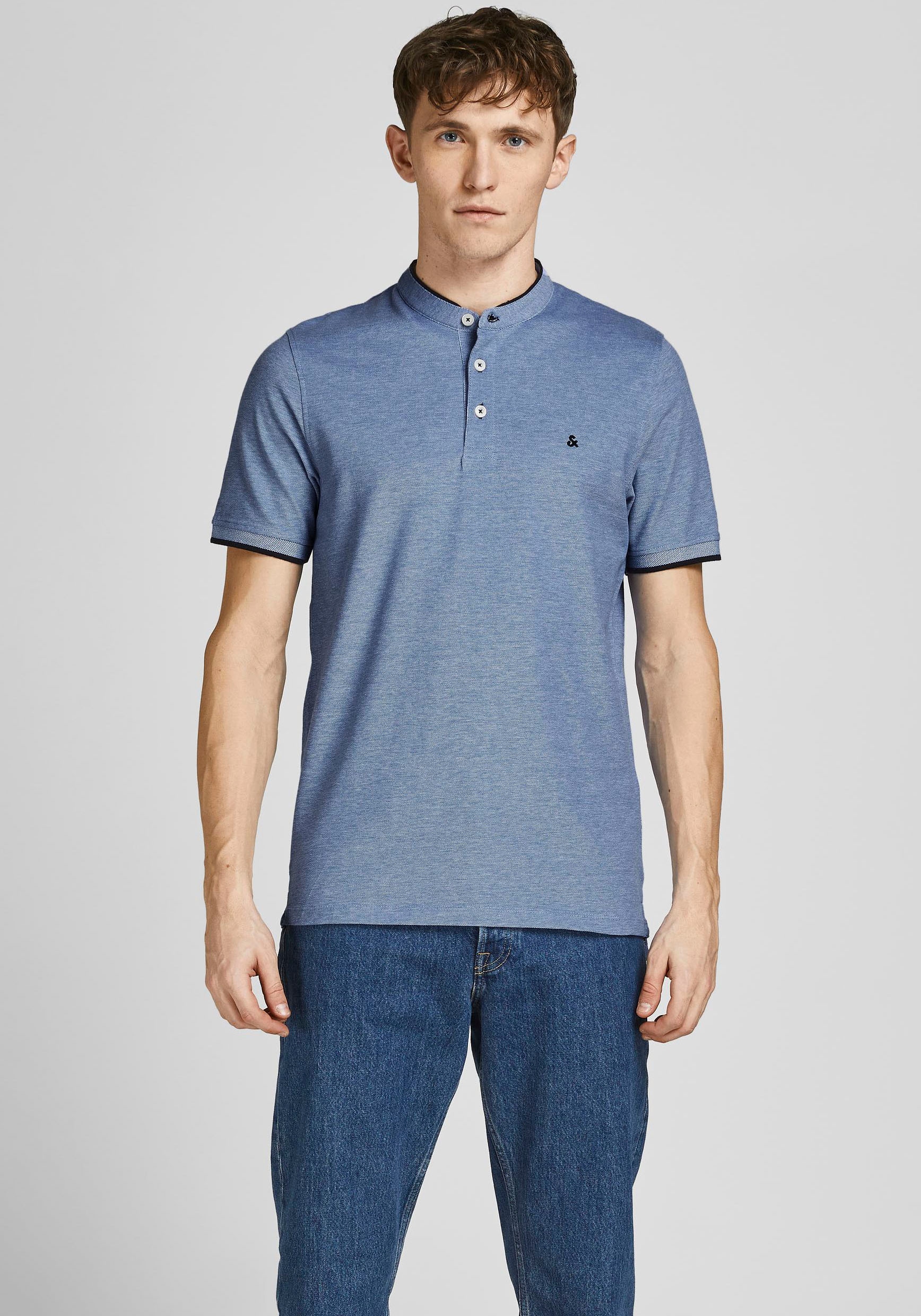 Jack & Jones Kurzarmshirt "PAULOS MAO POLO" mit kontrastfarbiger Kante am s günstig online kaufen