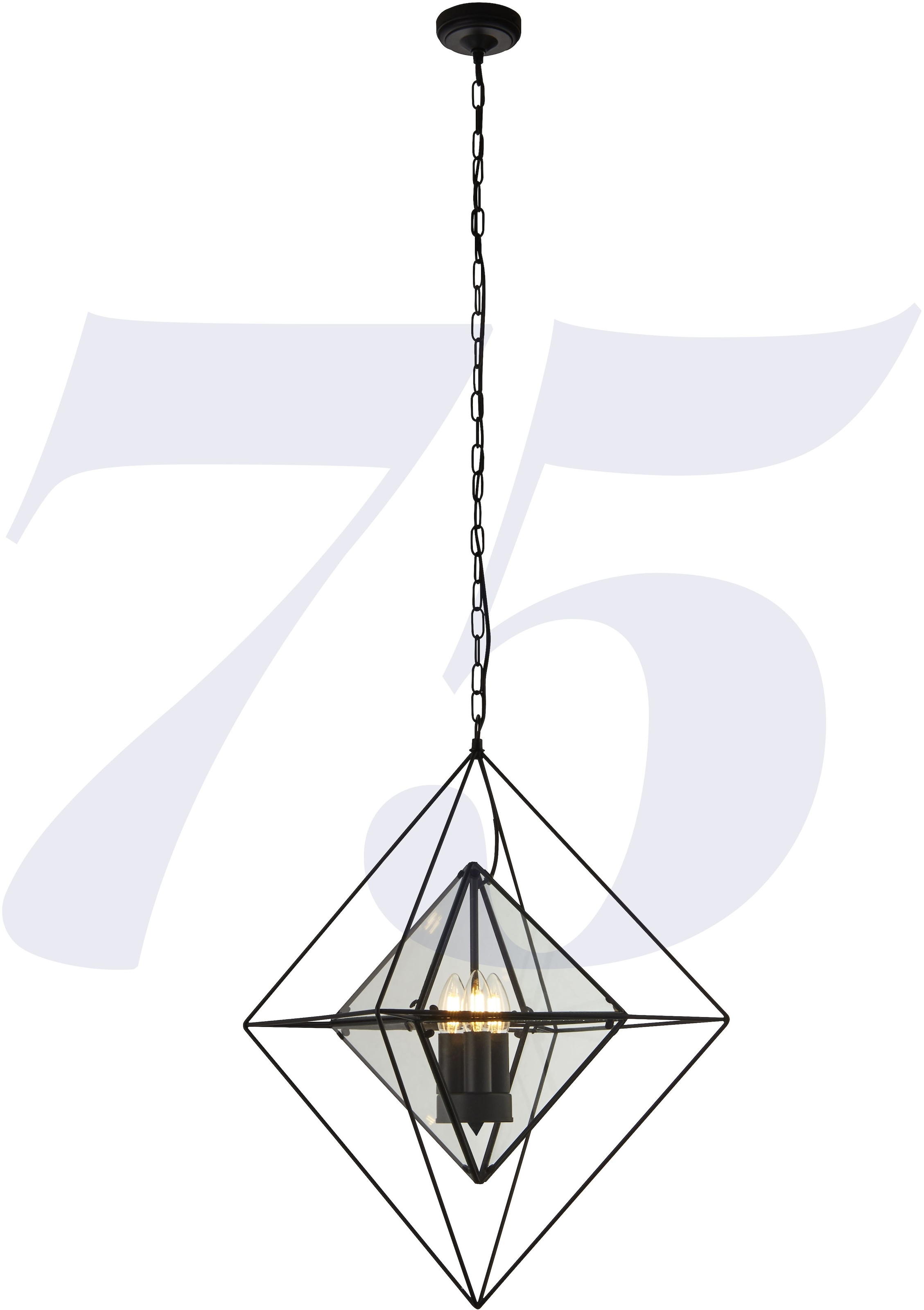 Searchlight Hängeleuchte »Hängeleuchte Diamond, 3-flammig«, 3 flammig, Leuchtmittel E14 | ohne Leuchtmittel, Minimalistisches Ambiente