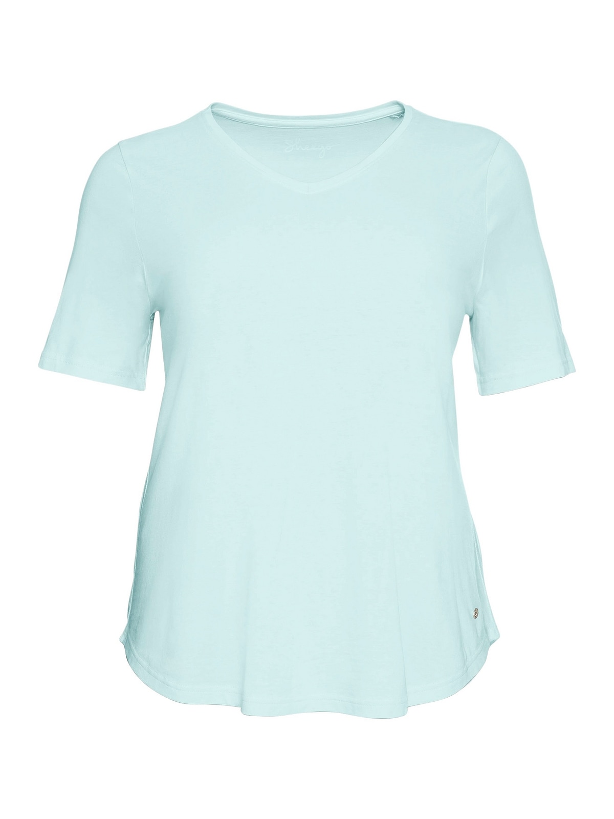 Sheego T-Shirt »Große Größen«, mit gerundetem online kaufen Kurzarm BAUR und verlängertem | Saum