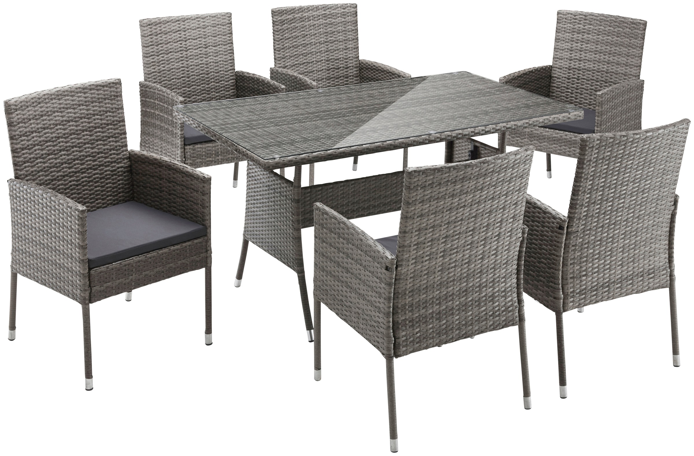 MERXX Garten-Essgruppe "Costa Rica, TOPSELLER" 6x Sessel, 1x Tisch 140x80 c günstig online kaufen