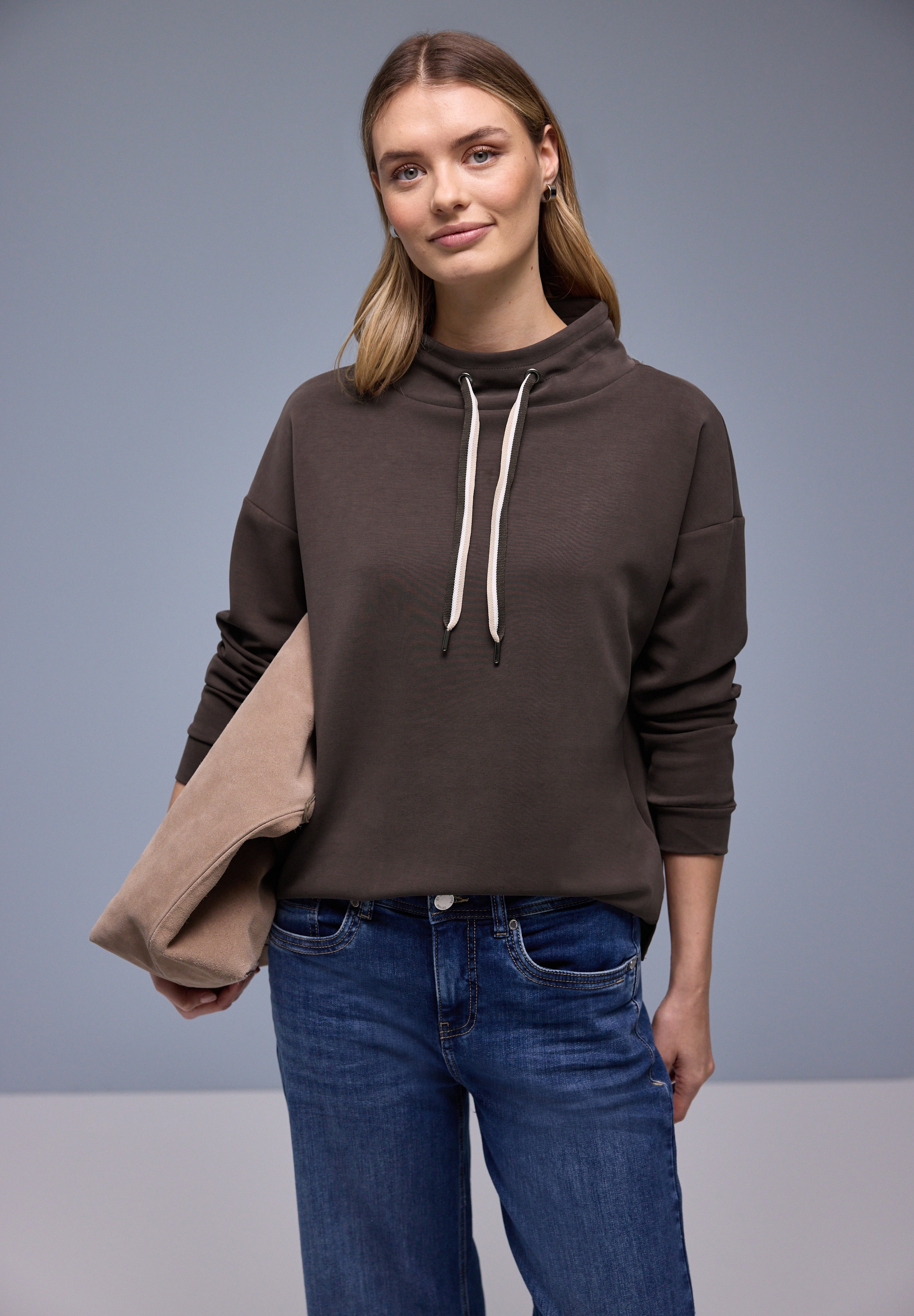 STREET ONE Sweatshirt, mit Stehkragen und Kordelzug günstig online kaufen