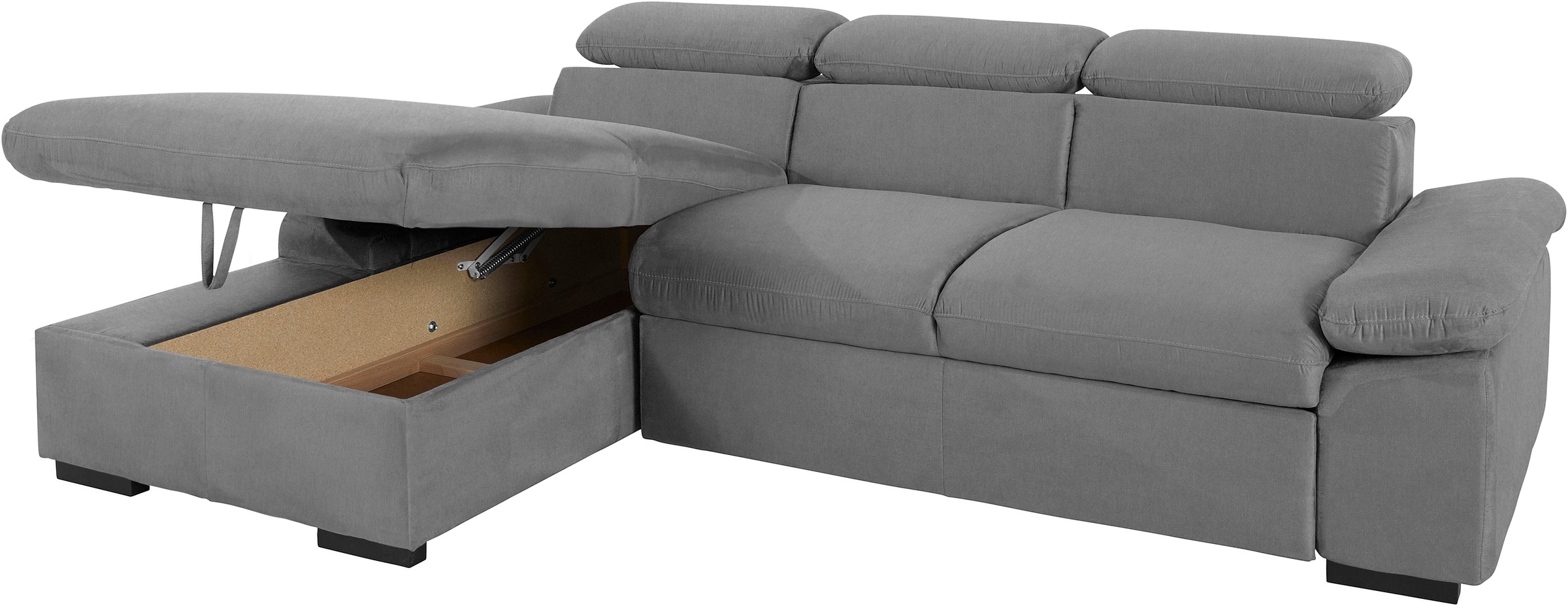 COTTA Ecksofa »Lola L-Form mit Kopfteilfunktion & Hocker«, (Set, mit Hocker), wahlweise mit Bettfunktion, Bettkasten & Armteilverstellung
