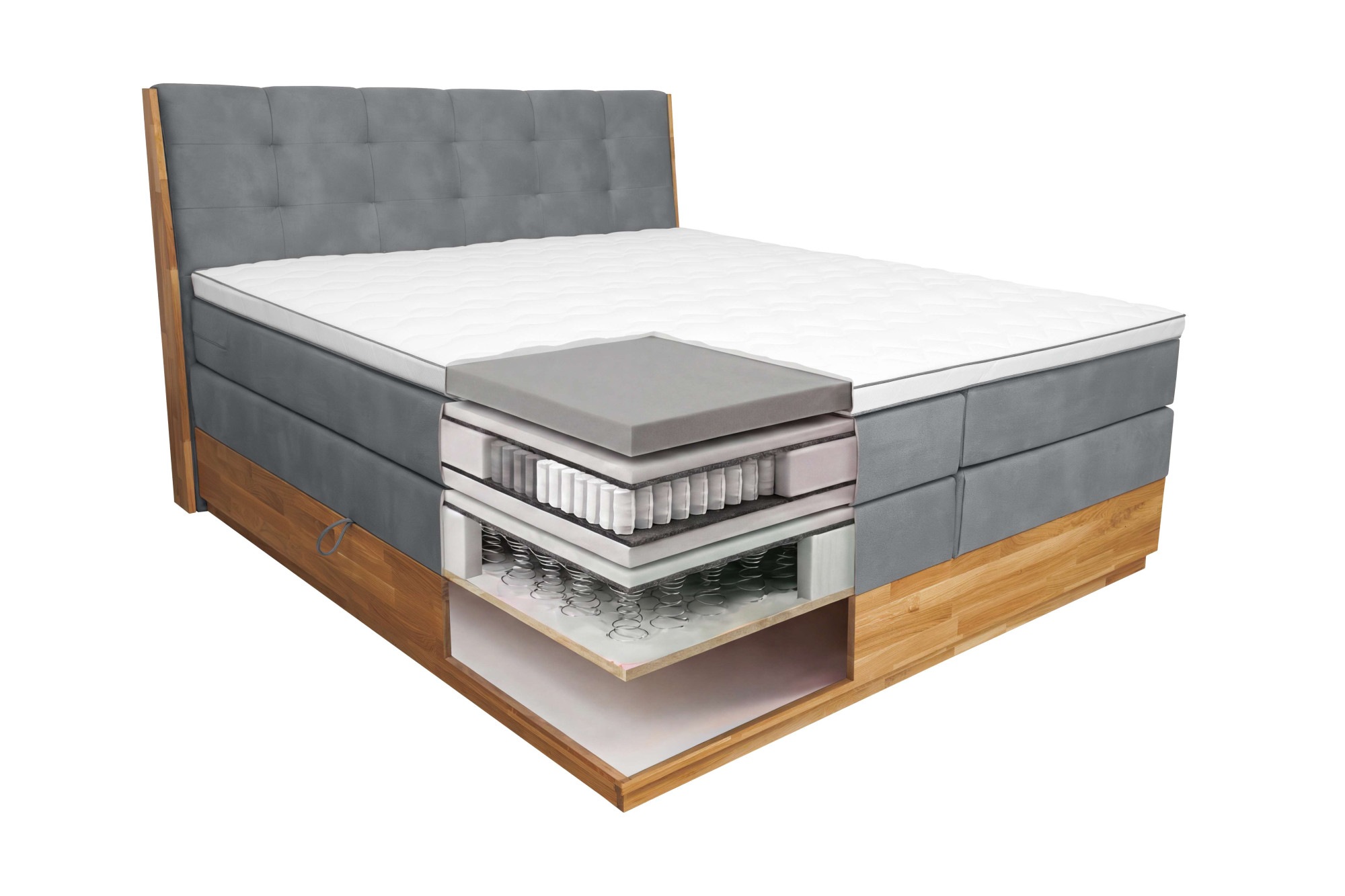 OTTO home Boxspringbett »Alleea, Doppelbett, Polsterbett, Federkernbett, Komforbett, 160/180 cm« inkl. Topper, zwei Bettkästen, Taschen-Federkernmatratze, Härtegrad 3