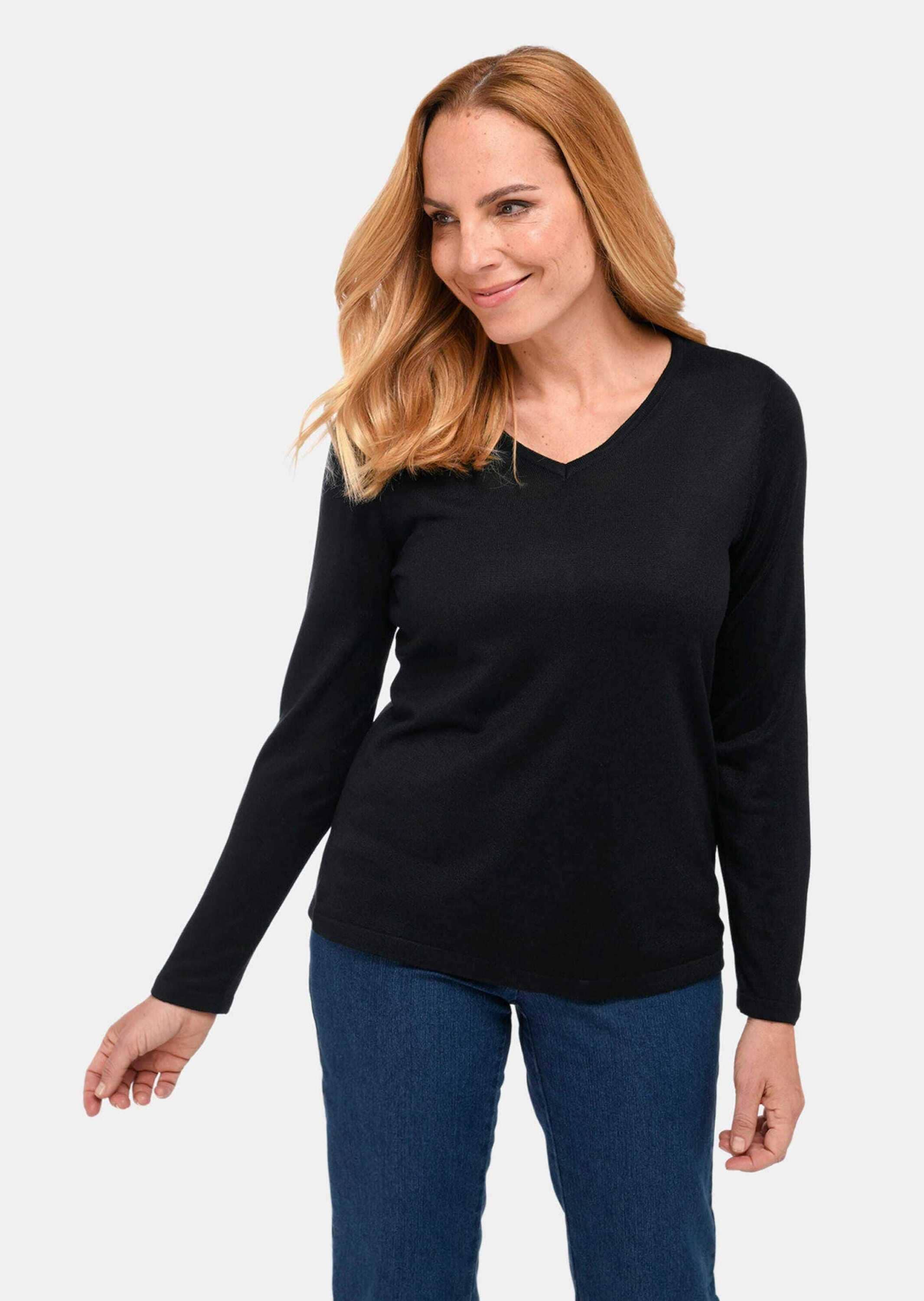GOLDNER Strickpullover »Unkomplizierter Pullover mit V-Ausschnitt«
