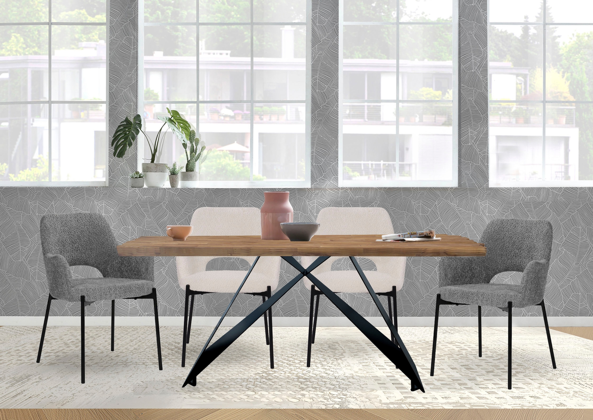 SIT Esstisch »Ischia aus Teak mit 50-mm-Platte & Cross-Base-Gestell« 1 Stk. tlg. 50-mm-Teakplatte mit markanter Bruchkante an den kurzen Seiten