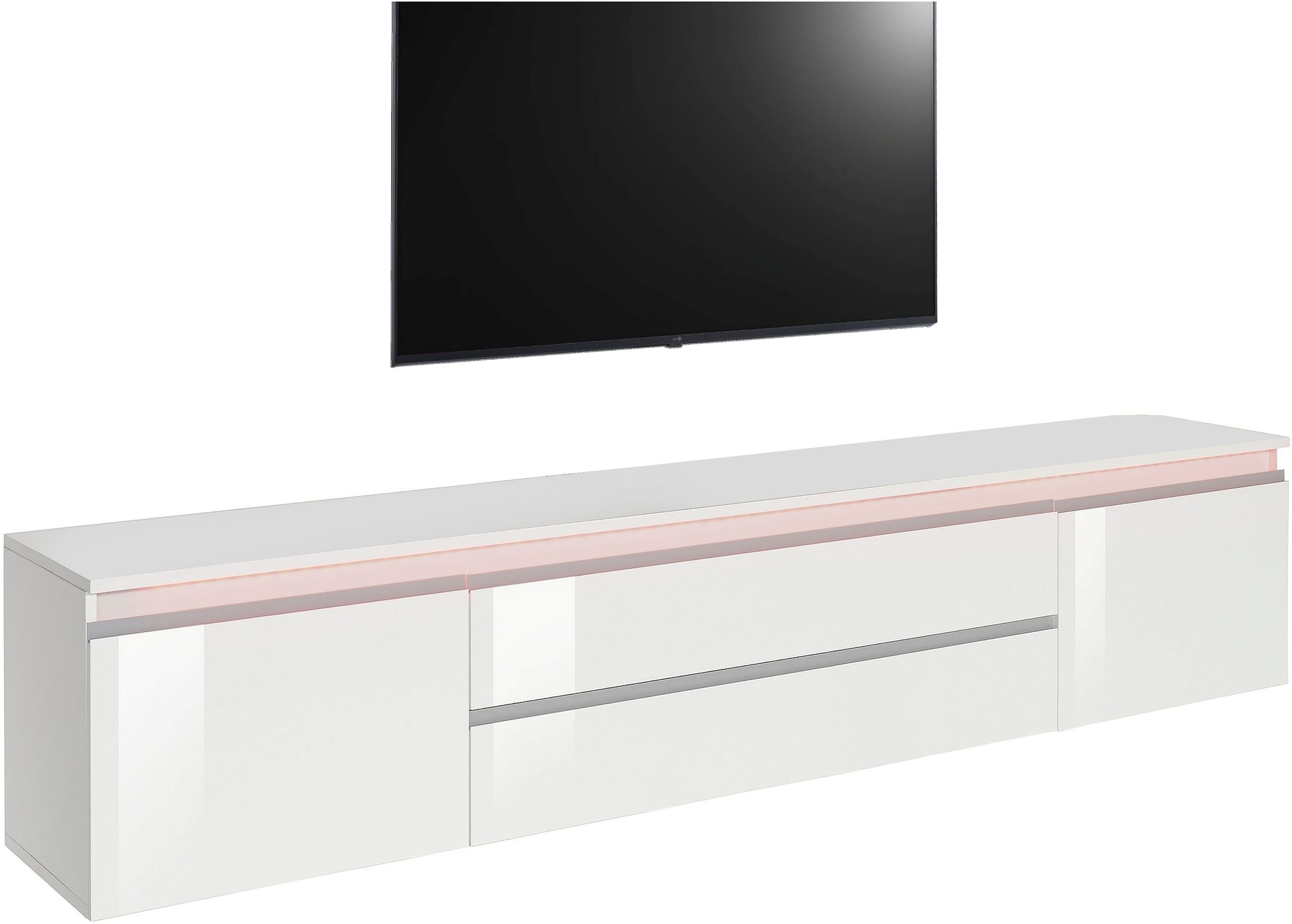 Home affaire Lowboard »Magic,Lowboard,TV-Kommode,TV-Möbel,TV-Bank« Hochglanzlackiert, Alugriff, 2 Türen, 2 Schubkästen,B/T/H 240×40×55 cm