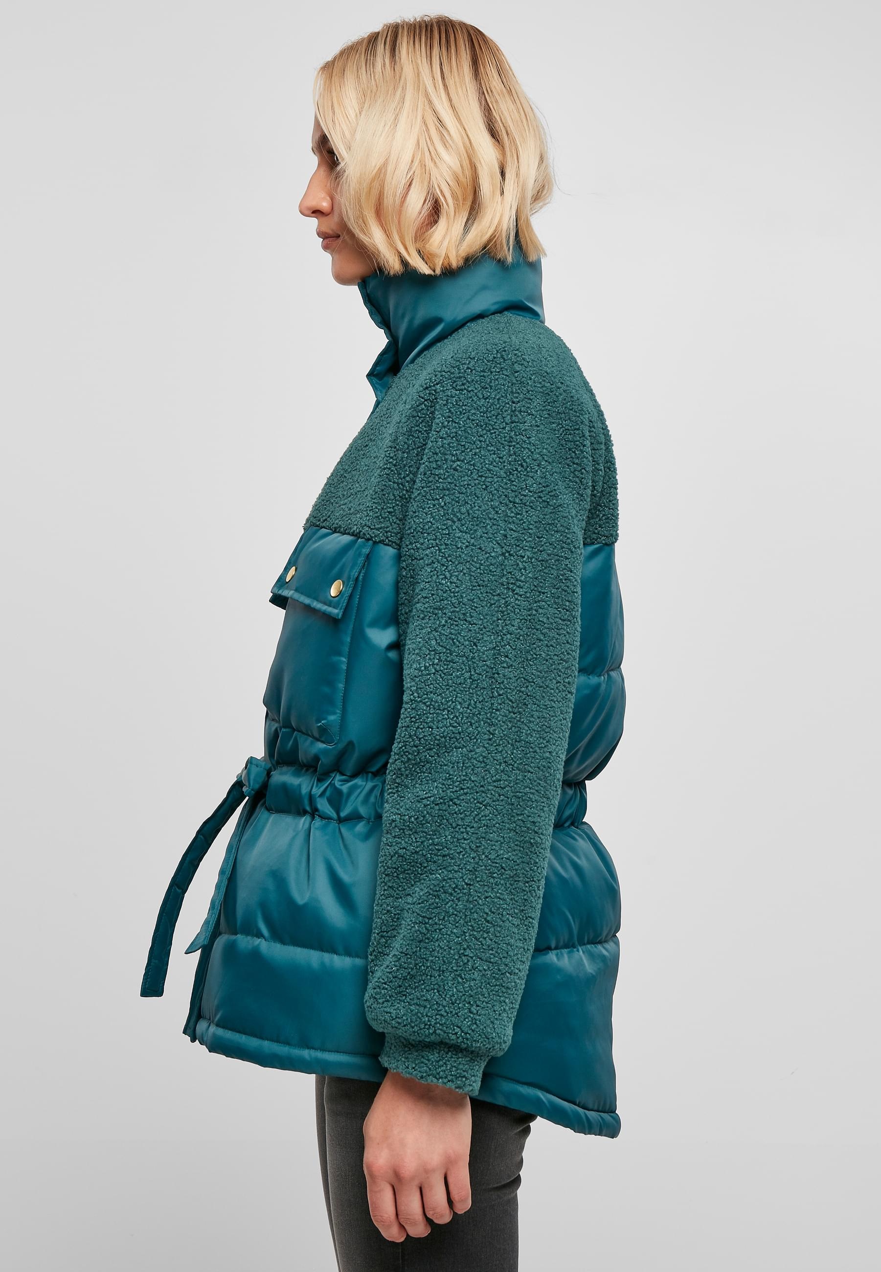 URBAN CLASSICS Winterjacke »Urban Classics Damen Ladies Sherpa Mix Puffer Jacket«, (1 St.), ohne Kapuze
