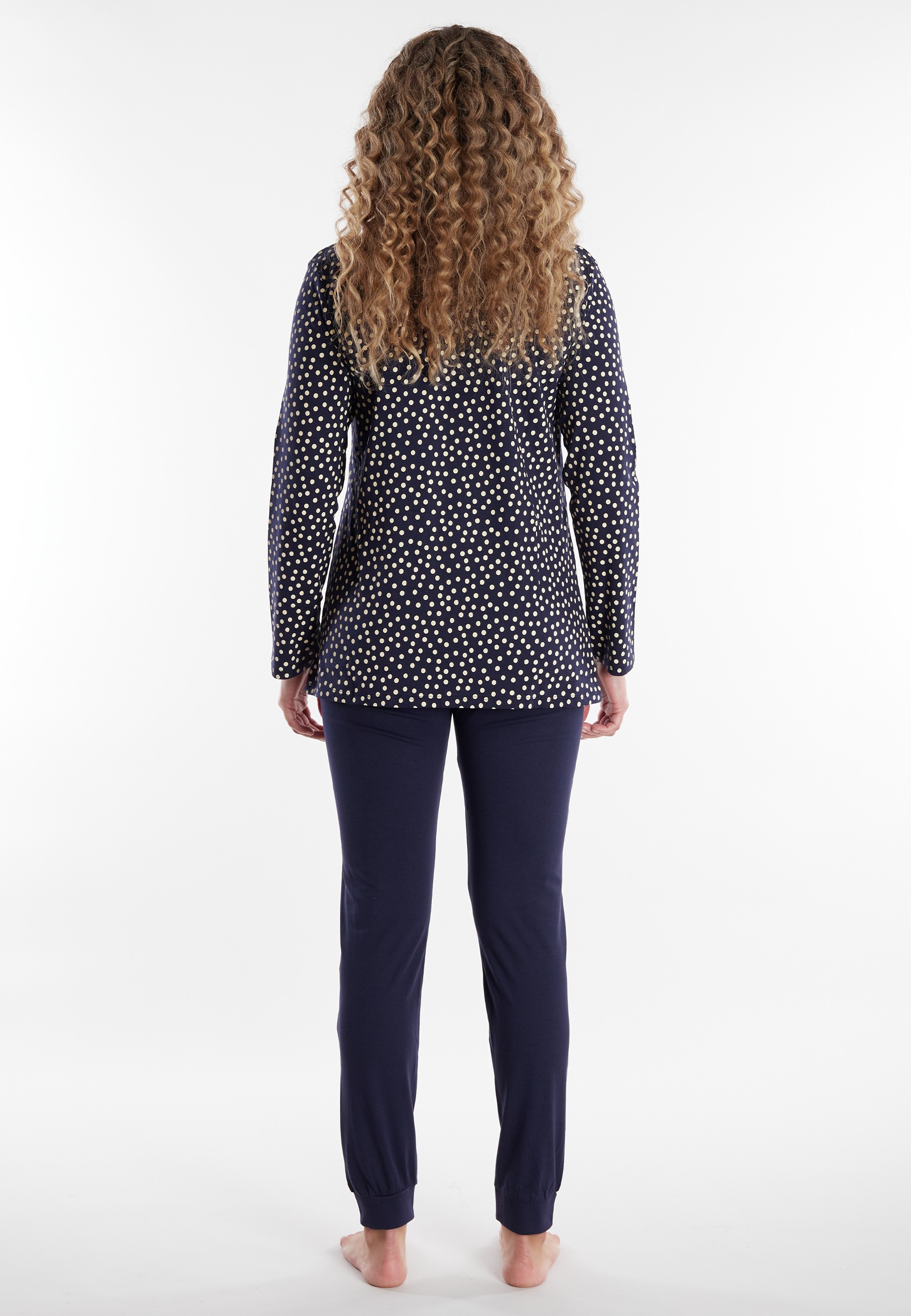 Thumbnail - GÖTZBURG Schlafanzug "Marseille" 2 tlg. Langarm, Oberteil gemustert, Rundhalsausschnitt, Baumwolle