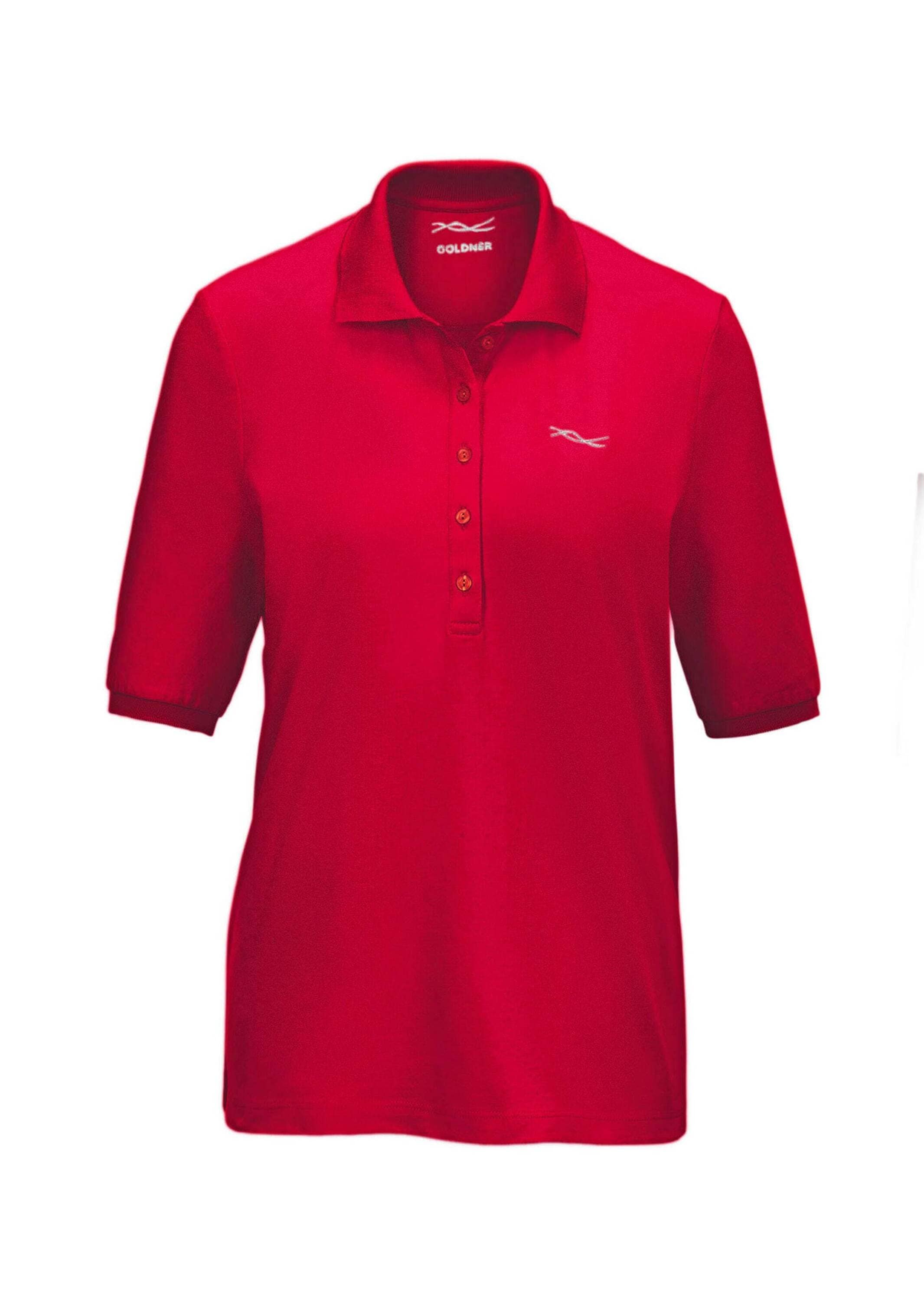 GOLDNER Poloshirt "Baumwollshirt mit Glitzerstickerei" Ohne