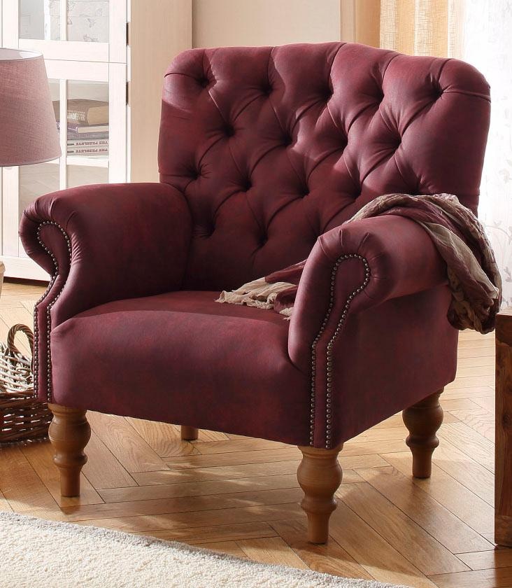 Home affaire Sessel "Lord", mit echter Chesterfield-Knopfheftung und Ziernä günstig online kaufen