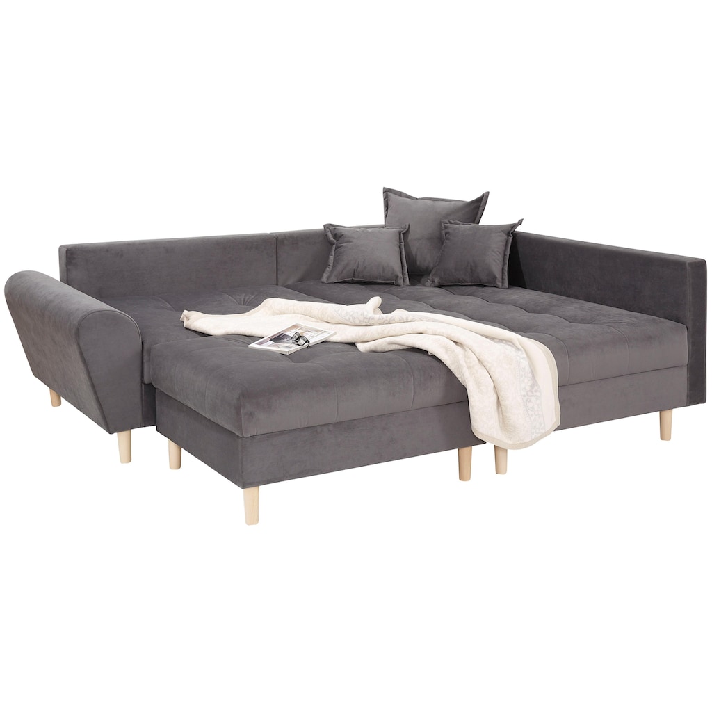 Home affaire Ecksofa »Rice«, (Set, mit Hocker)