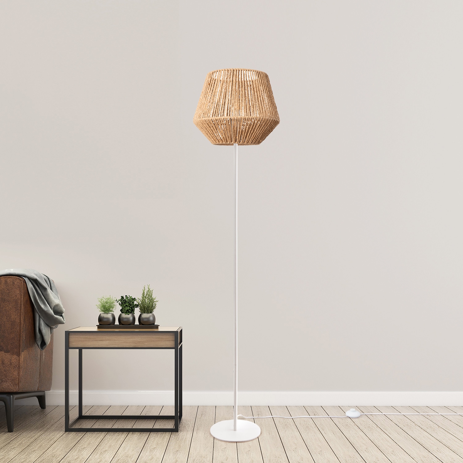 Paco Home Stehlampe »Pinto«, 1 flammig-flammig, LED Modern Wohnzimmer  Schlafzimmer Optik Boho Korb E27 | BAUR