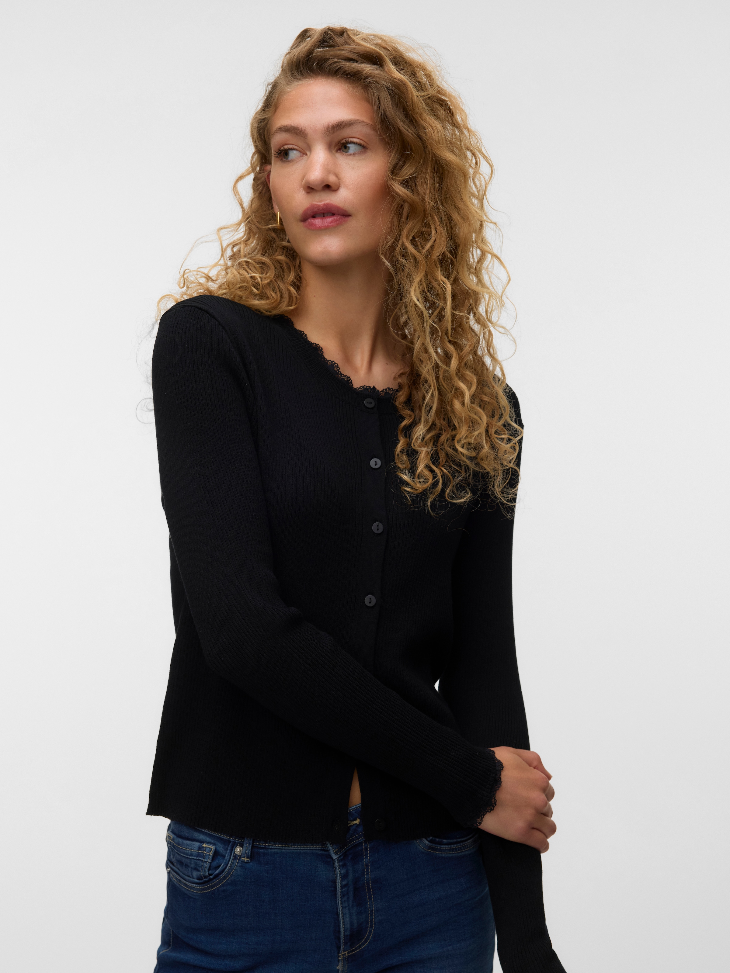 Vero Moda Strickjacke "VMWONDER LACE LS O-NECK CARDIGAN NOOS" Viskosemischung, regular fit