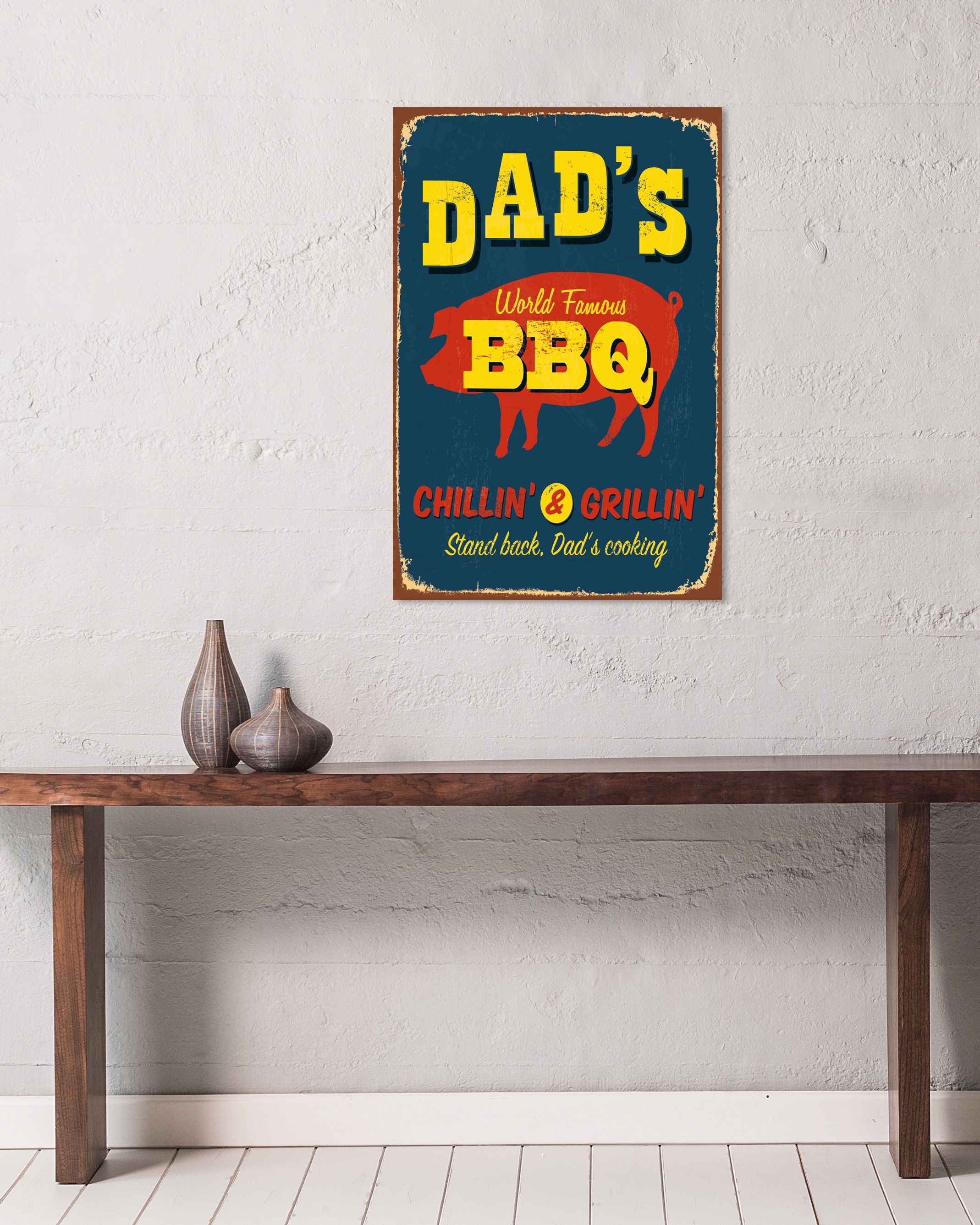 queence Metallbild "DADS BBQ", Schriftzüge-Schriftzug-Sprüche-Sprüche & Tex günstig online kaufen