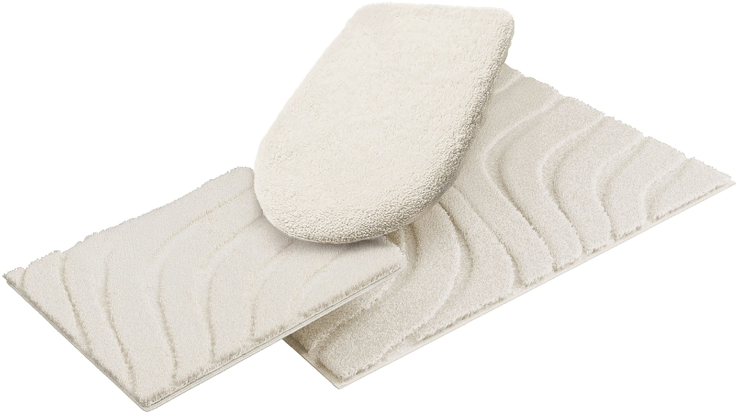 OTTO home Badematte »Levii, Badvorleger, Badezimmer Teppich, sehr weich«, rutschhemmend beschichtet, schnell trocknend-fußbodenheizungsgeeignet, Hoch-Tief-Effekt, weiche Haptik, Made in Europe