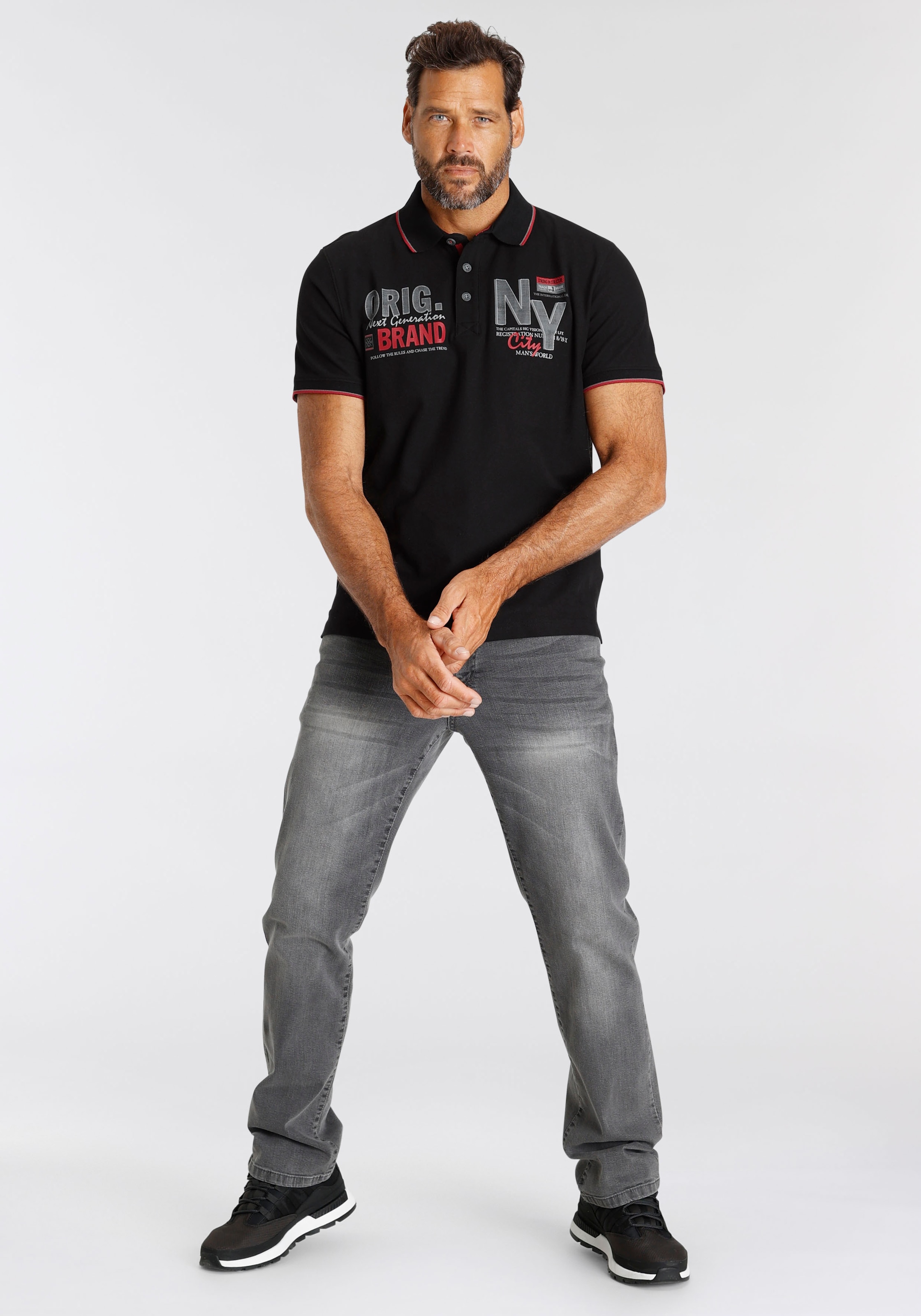 Man's World Poloshirt, Kurzarm, mit stilvollem Print, Polokragen