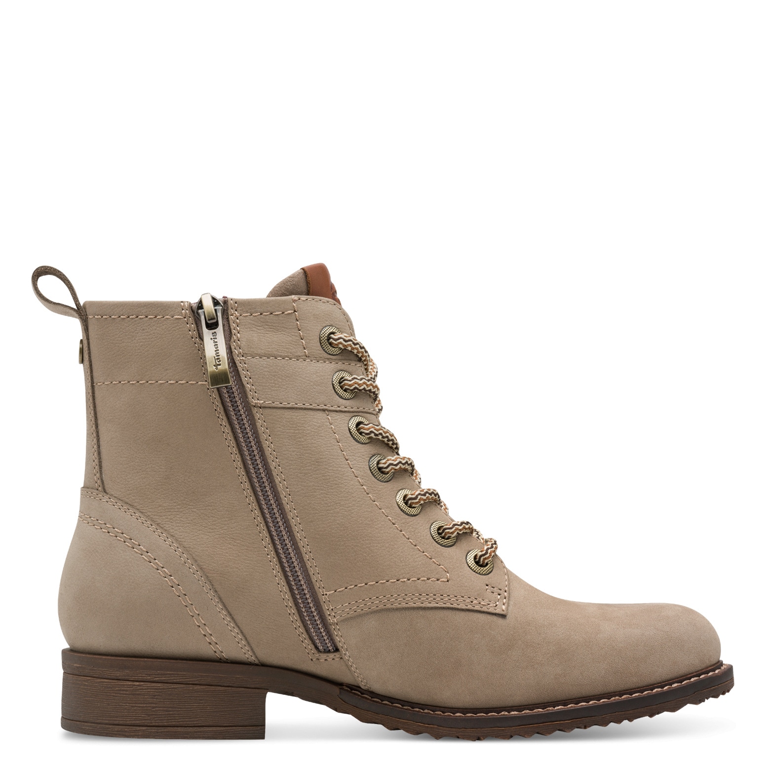 Tamaris Schnürboots, Blockabsatz, Schnürstiefelette, Kontrastnaht an der Ferse und Rahmen