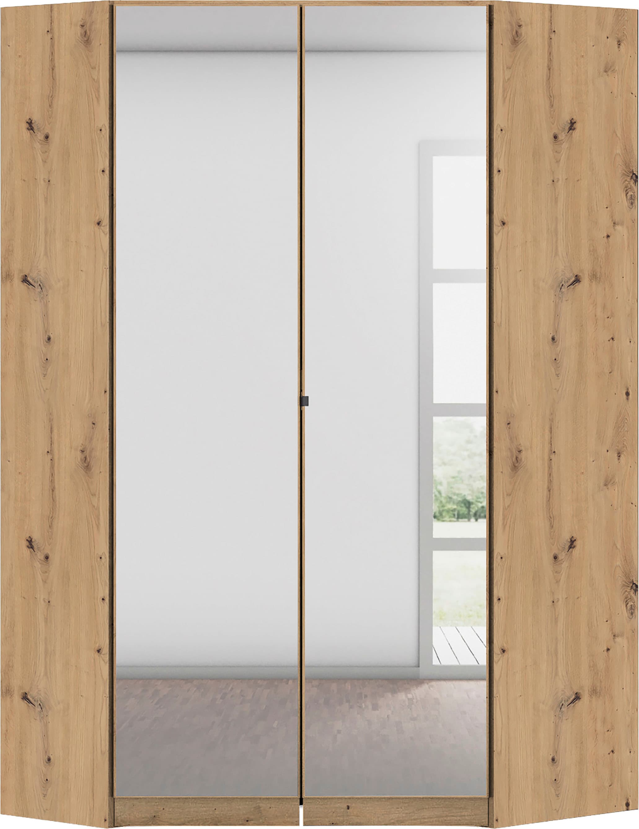 rauch Eckkleiderschrank "Kleiderschrank Schrank Garderobe Wäscheschrank COSTA Größe 117x104 cm" in 3 Ausstattungen BASIC/CLASSIC/PREMIUM, mit Spiegel, voll ausgestattet mit viel Stauraum MADE IN GERMANY