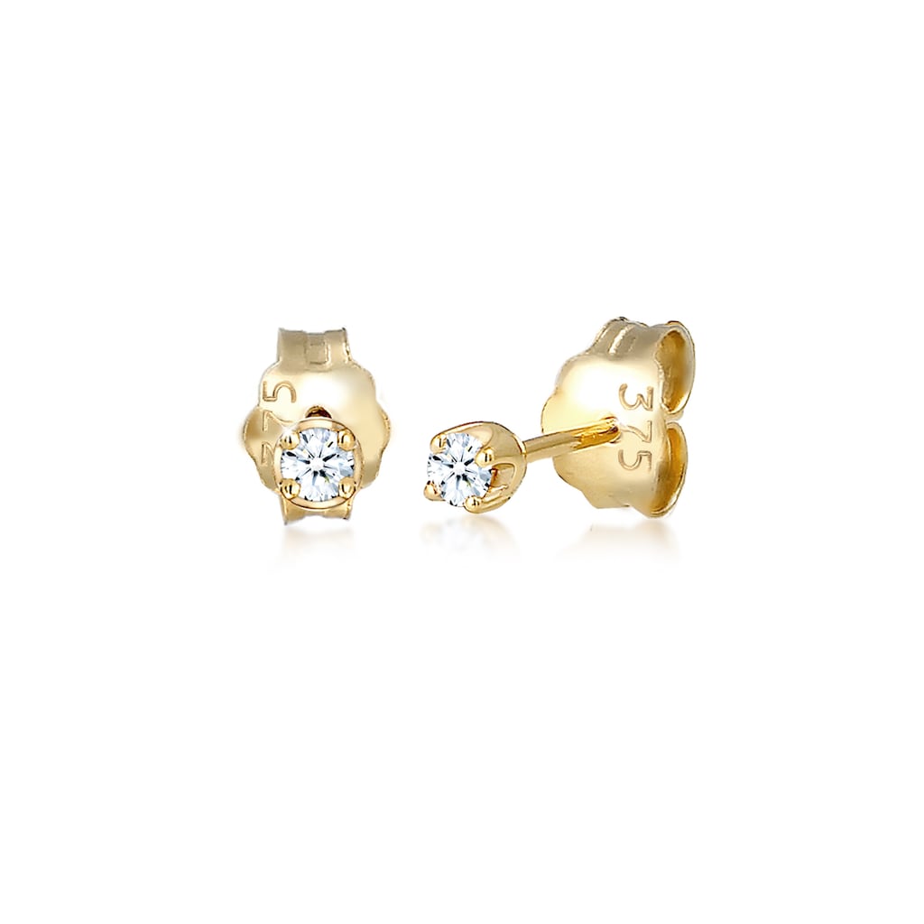 Elli DIAMONDS Paar Ohrstecker »Stecker Basic Diamant (0.03 ct.) 375er Gelbgold«
