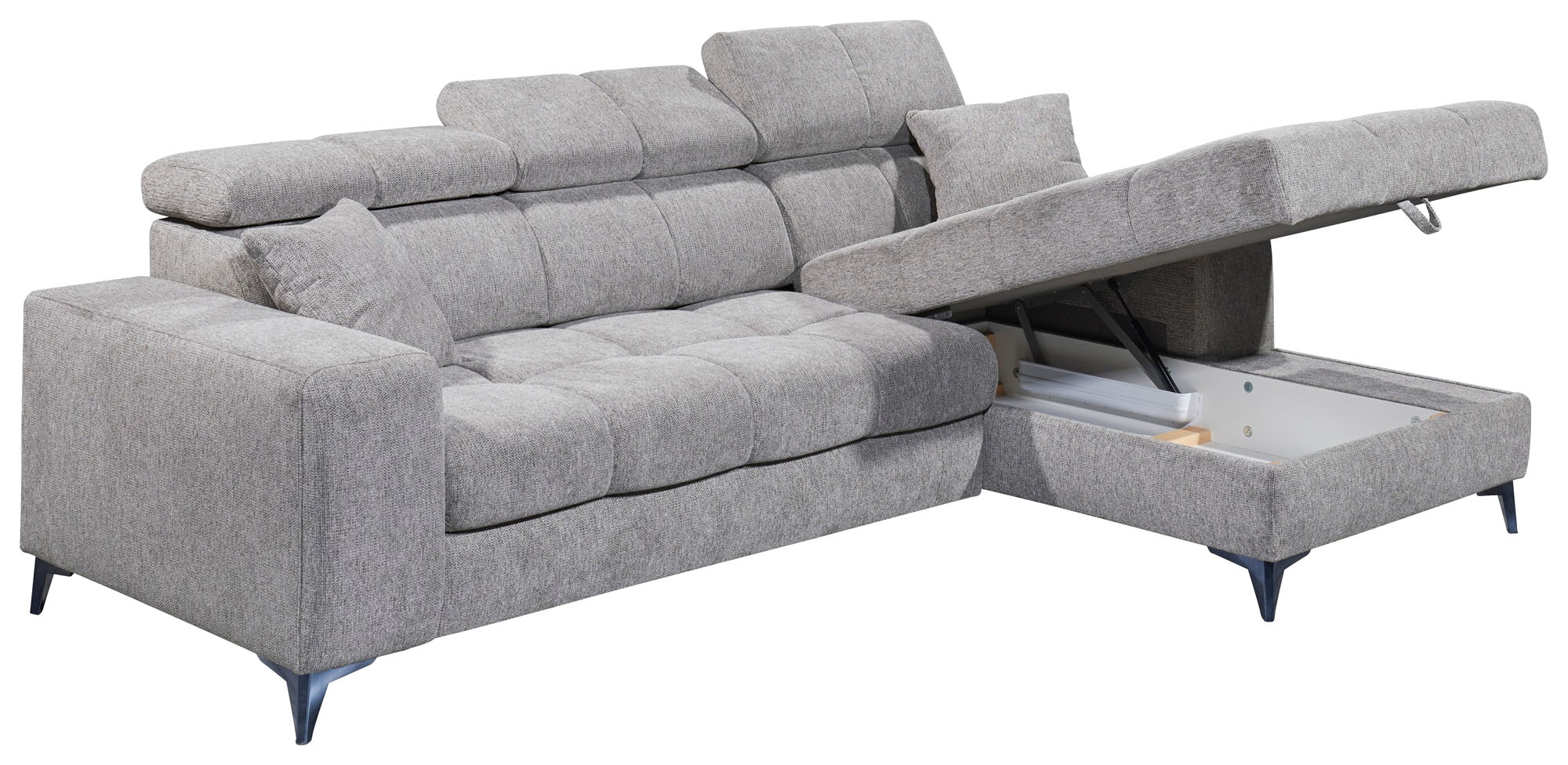 ED EXCITING DESIGN Ecksofa »Sydney L-Form«, mit Bettfunktion, Bettkasten, Kopfteilverstellung & 2 Zierkissen
