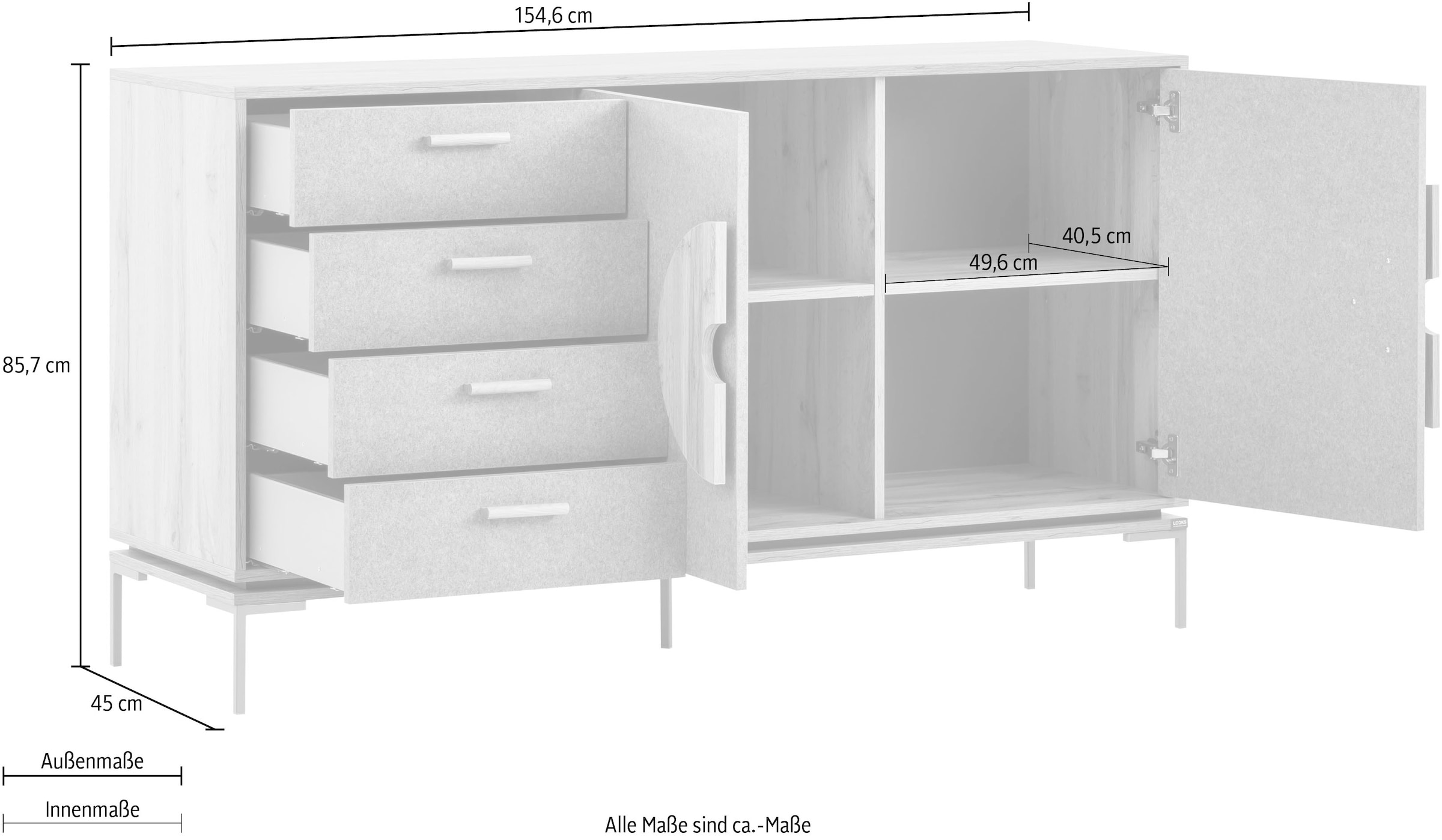 LOOKS by Wolfgang Joop Sideboard »Looks«, Breite 154,6 cm