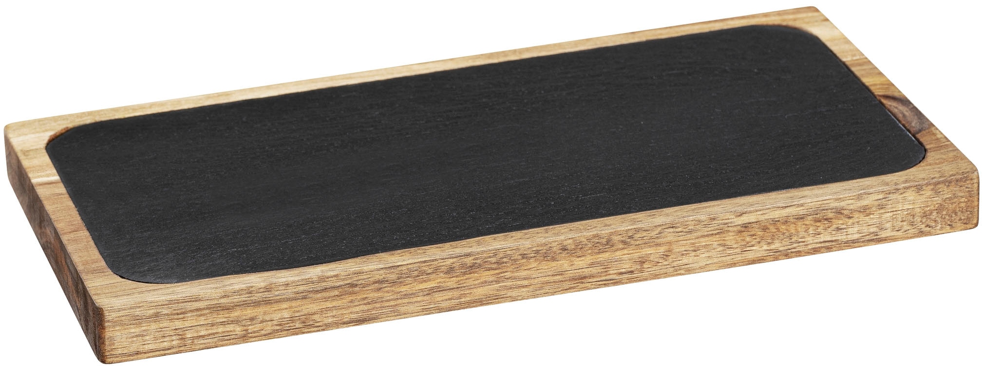 WENKO Servierbrett »Ava«, (1 St.), mit herausnehmbarer Schieferplatte, FSC® zertifiziertem Akazienholz