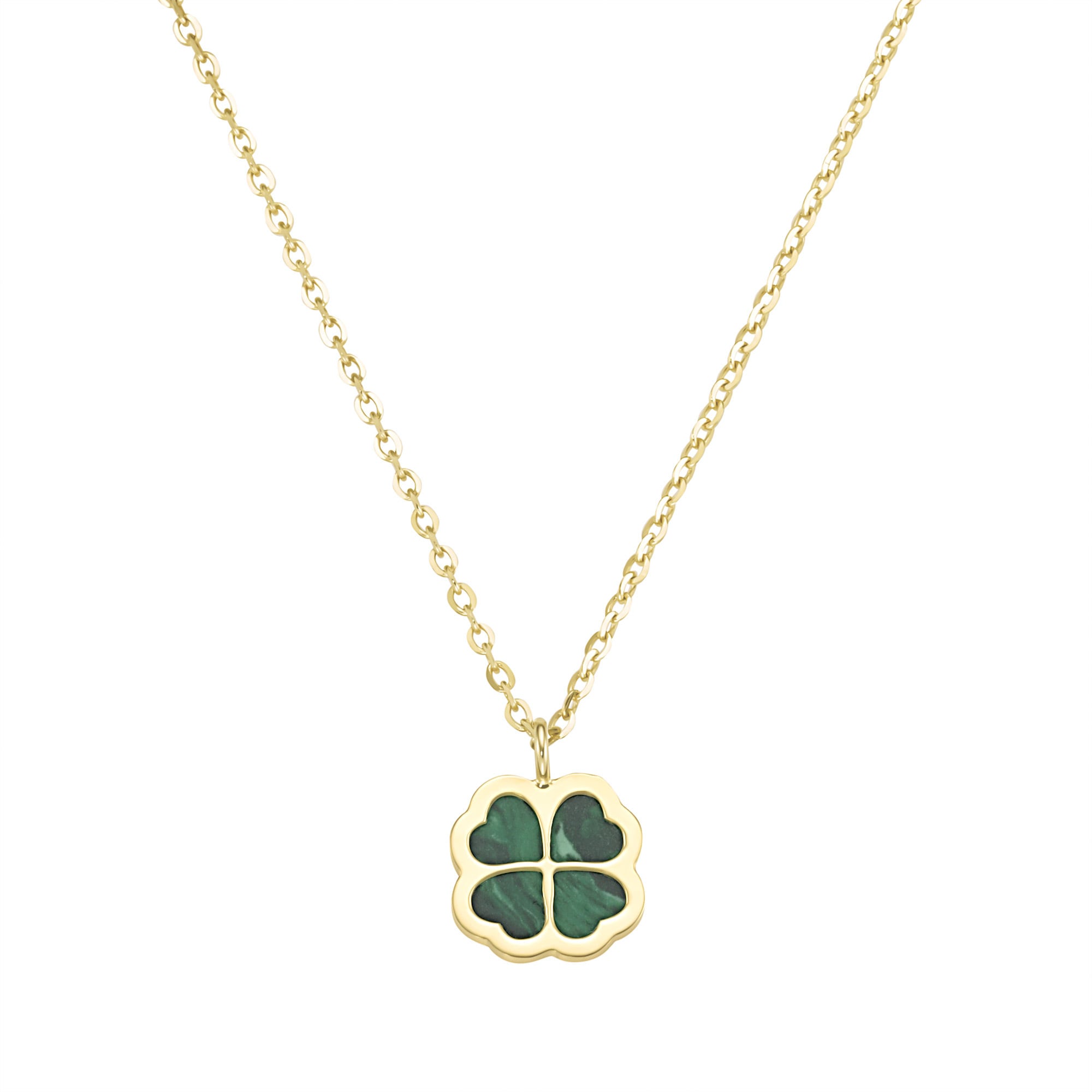 Luigi Merano Goldkette »Kleeblatt-Anhänger mit Malachit, Gold 375«