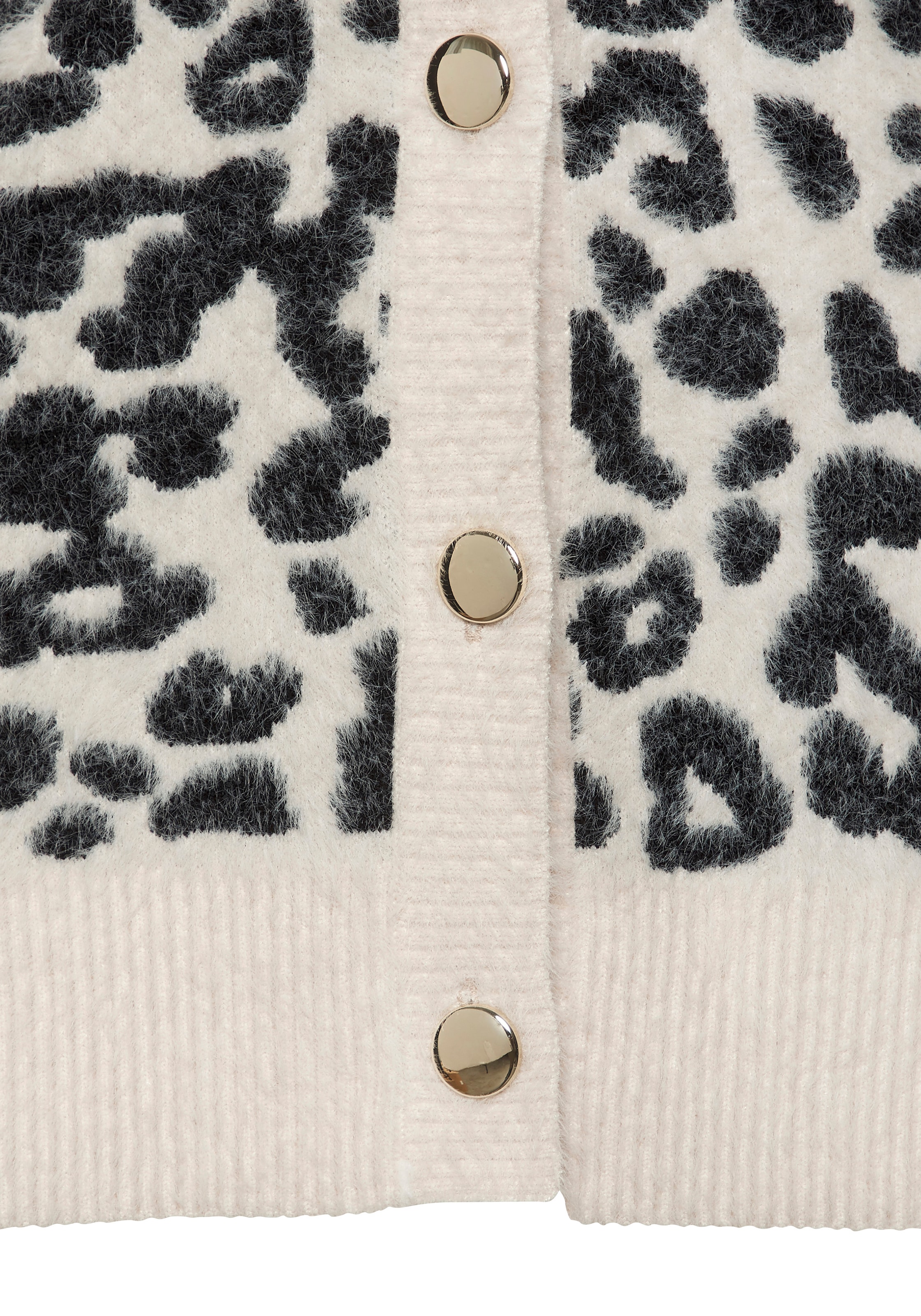 LASCANA Strickjacke »in flauschiger Qualität mit Leomuster und lässiger Oversize-Form« Cardigan mit Leomuster, Oversize-Strickjacke mit Animalmuster