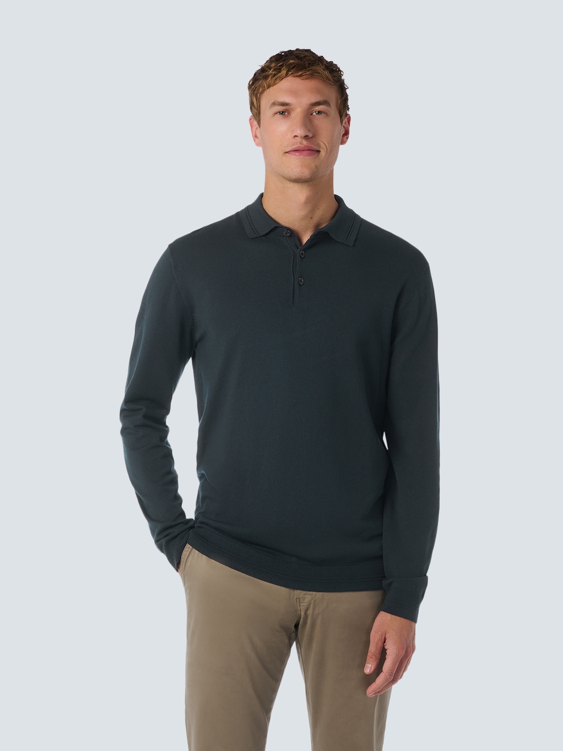 Rundhalspullover »No Excess Langärmeliger Polo-Pullover«