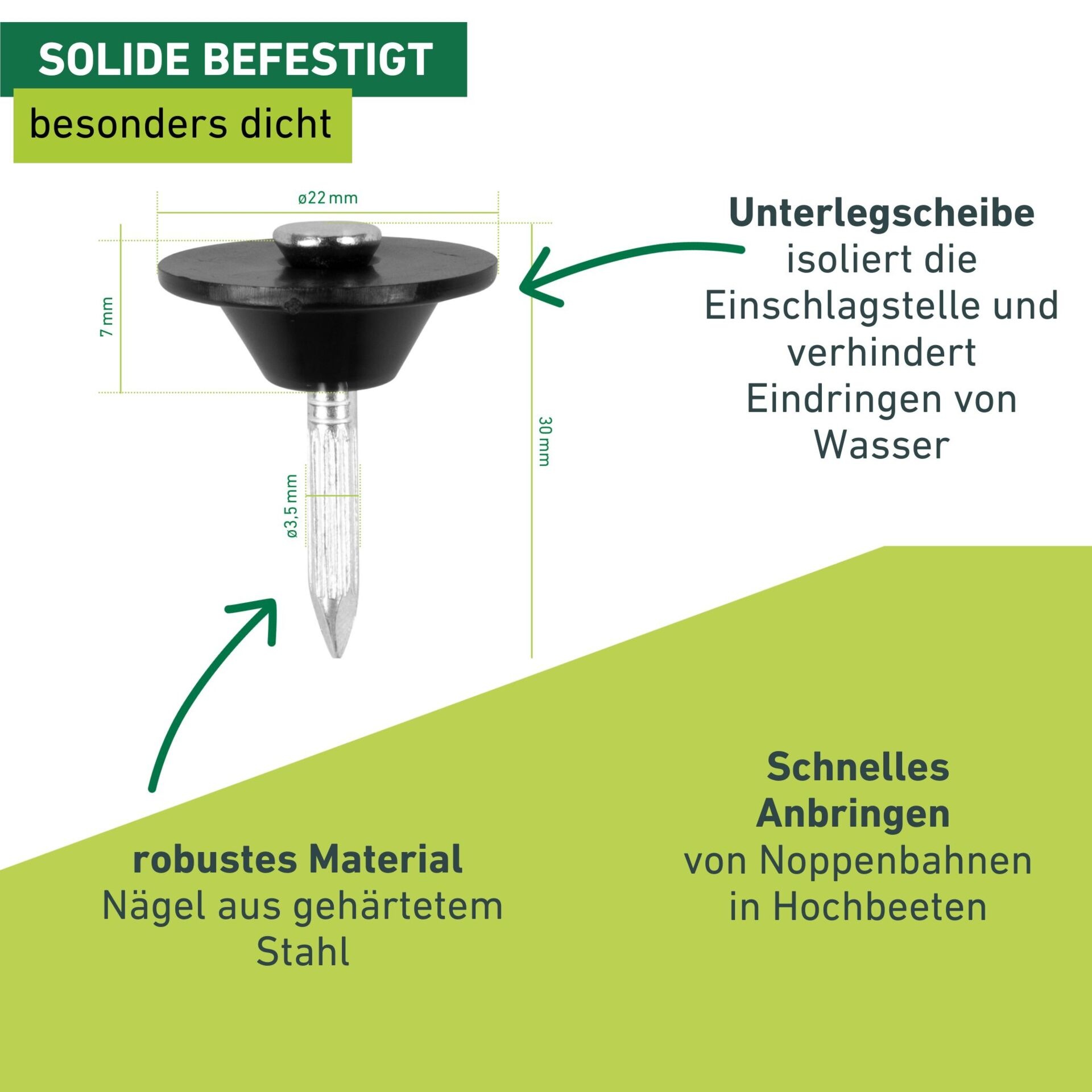 Windhager Hochbeet »Befestigungsnägel für Hochbeet Noppenfolie 100 Stk.« robuste Stahl Dichtnägel für Noppenbahn 3,5 x 30 mm