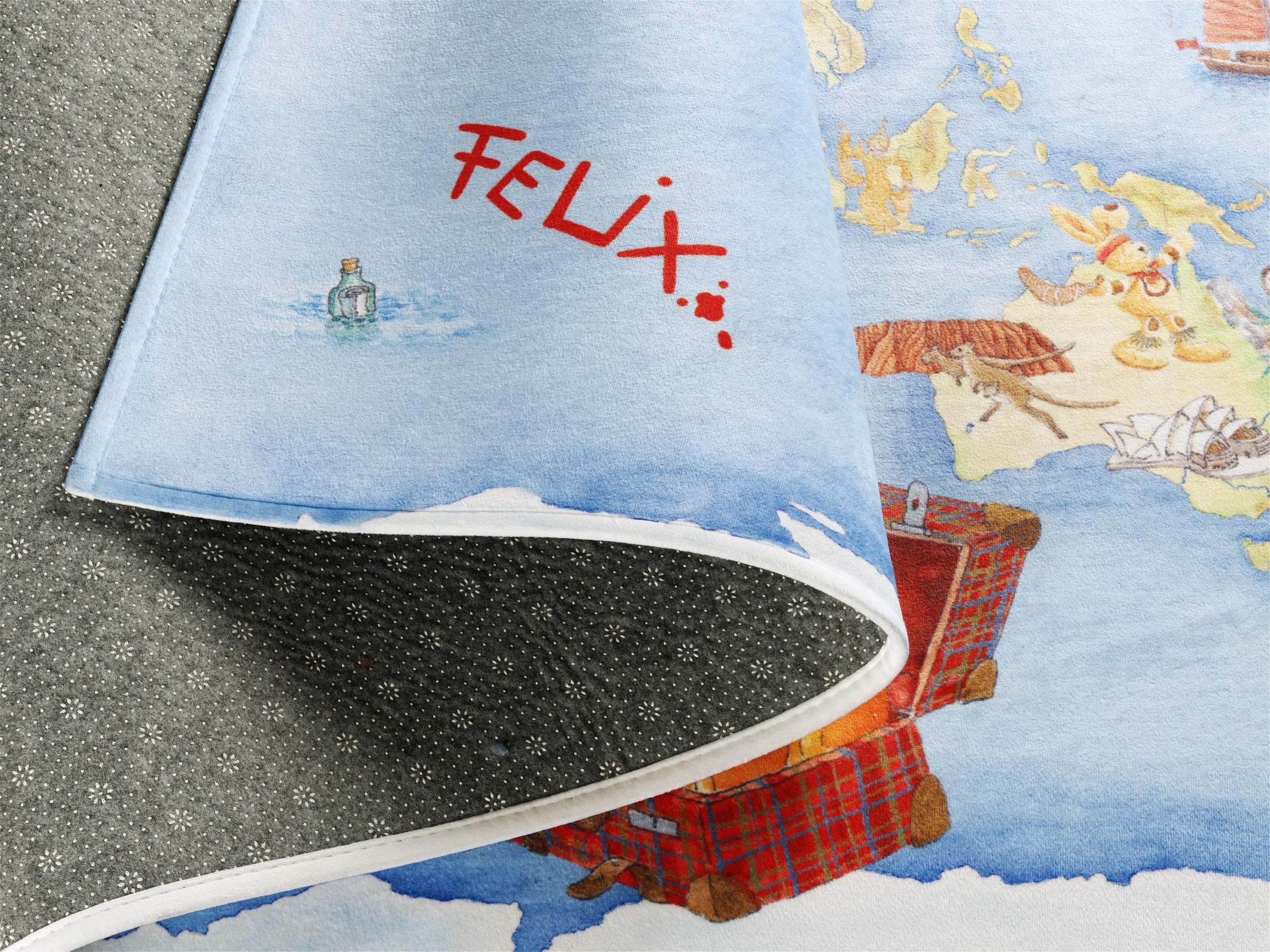 Felix der Hase Kinderteppich »FE-410«, rechteckig, Stoff Druck, Motiv Weltkarte, weiche Mircofaser, Kinderzimmer