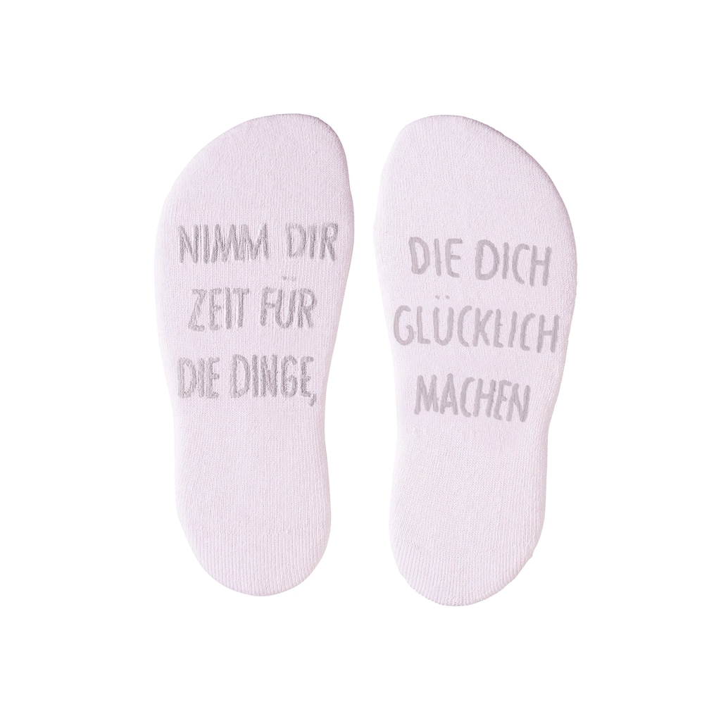 Arizona Kuschelsocken, (Set, 3 Paar), mit Antirutsch in Form eines Spruches