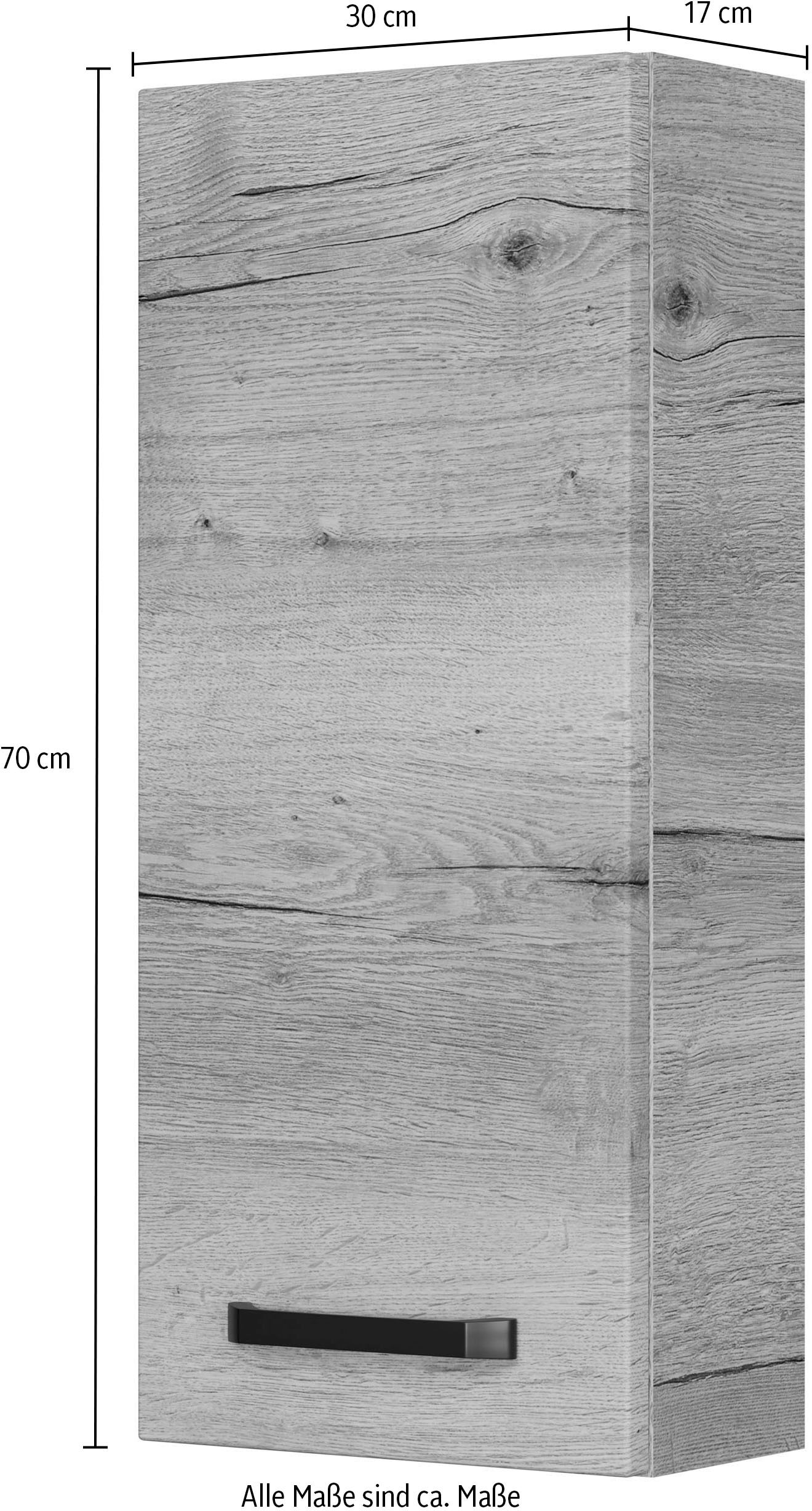 Saphir Hängeschrank »Serie 4010 Wand-Badschrank 30 cm breit mit 1 Tür, 2 Glas-Einlegeböden«, Badezimmer-Hängeschrank inkl. Türdämpfer, Wandschrank 70 cm hoch