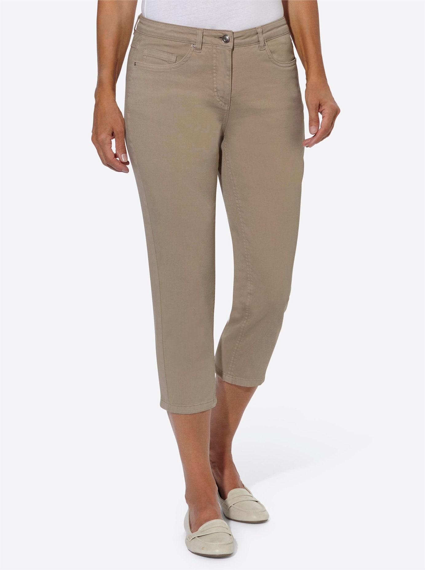 3/4-Jeans CASUAL LOOKS, Damen, Gr. 44, Normalgrößen, beige, 98% Baumwolle, 2% Elasthan, unifarben, 3/4-Länge, Jeans
